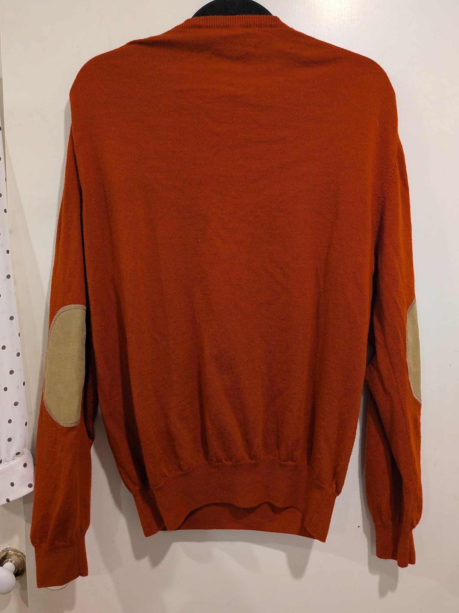 Country Road Men's Orange Extra Fine Australian Merino Wool Sweater With Patches — photo 11 of 11