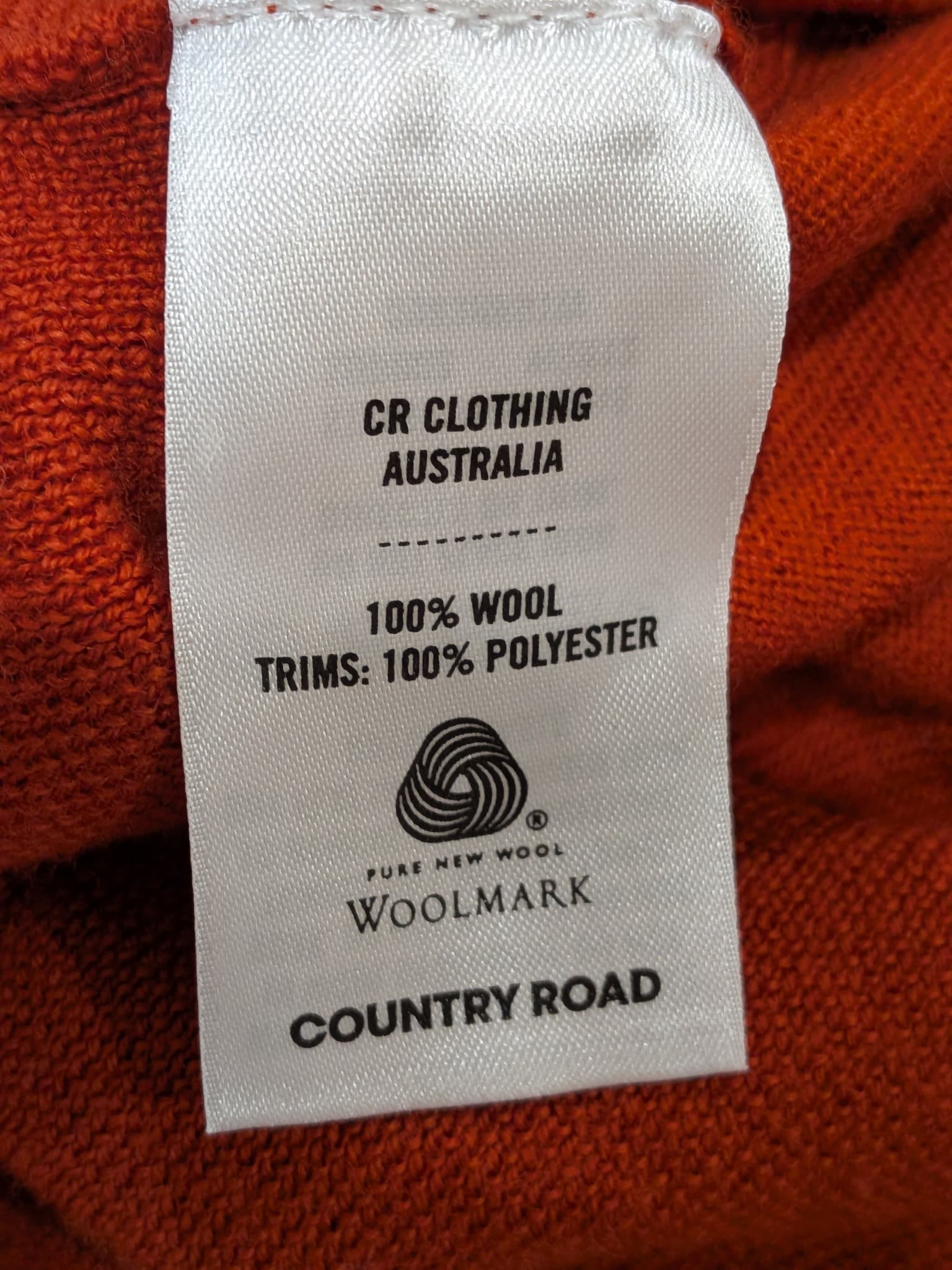 Country Road Men's Orange Extra Fine Australian Merino Wool Sweater With Patches — photo 9 of 11