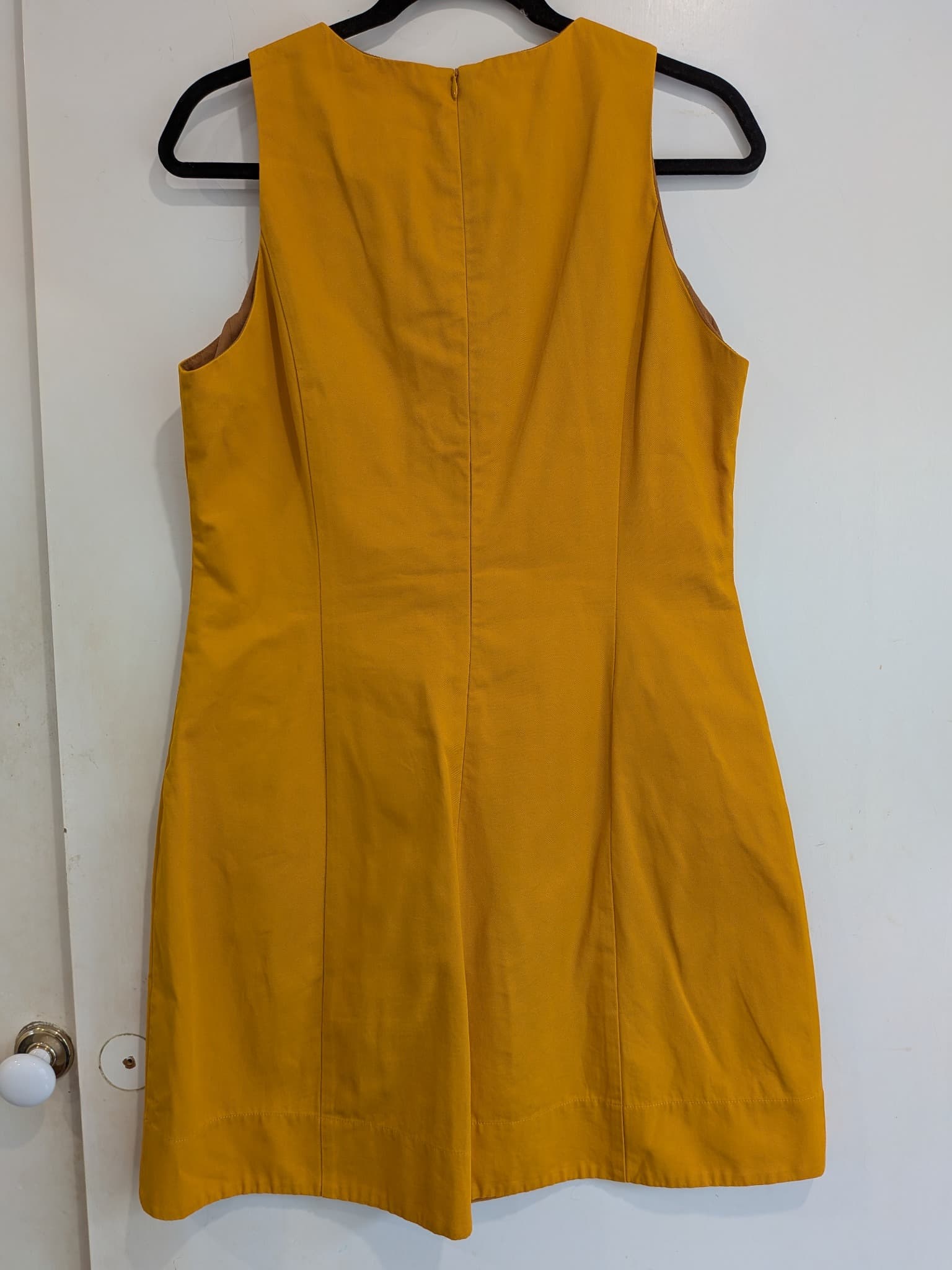 Cue Mustard Yellow Lace-Up Mini Dress Cotton Sleeveless Shift — photo 11 of 11