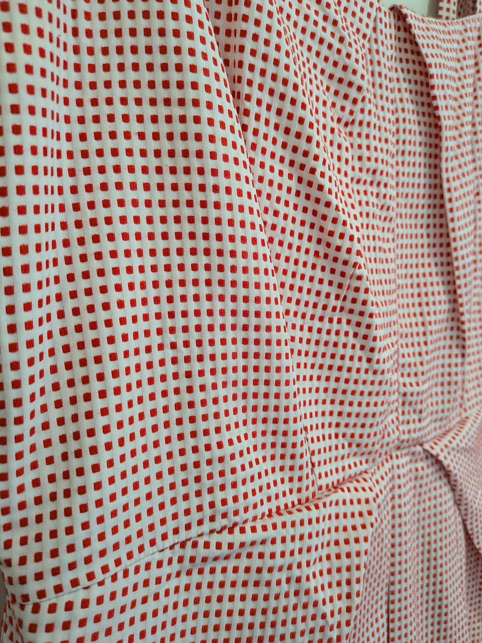CUE Sleeveless Dress Gingham Check Red White Polyester Viscose — photo 4 of 11
