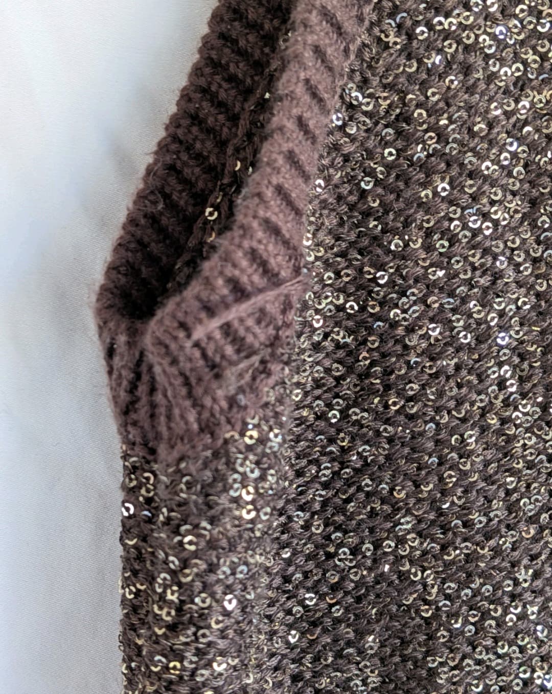 Decjuba Sequin Knit Tank Top XL Brown Gold Sleeveless Party Evening Sparkle — photo 4 of 10