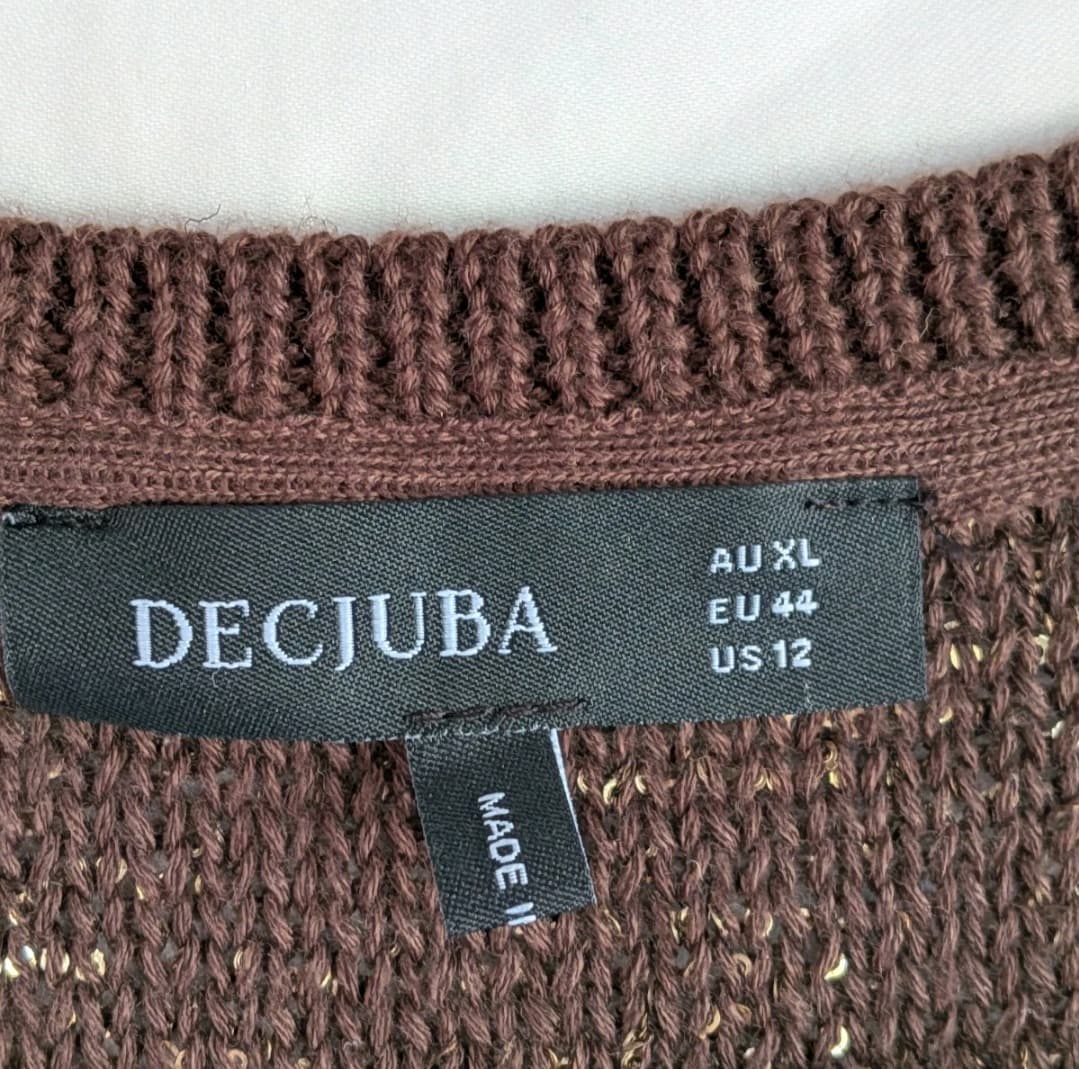 Decjuba Sequin Knit Tank Top XL Brown Gold Sleeveless Party Evening Sparkle — photo 5 of 10