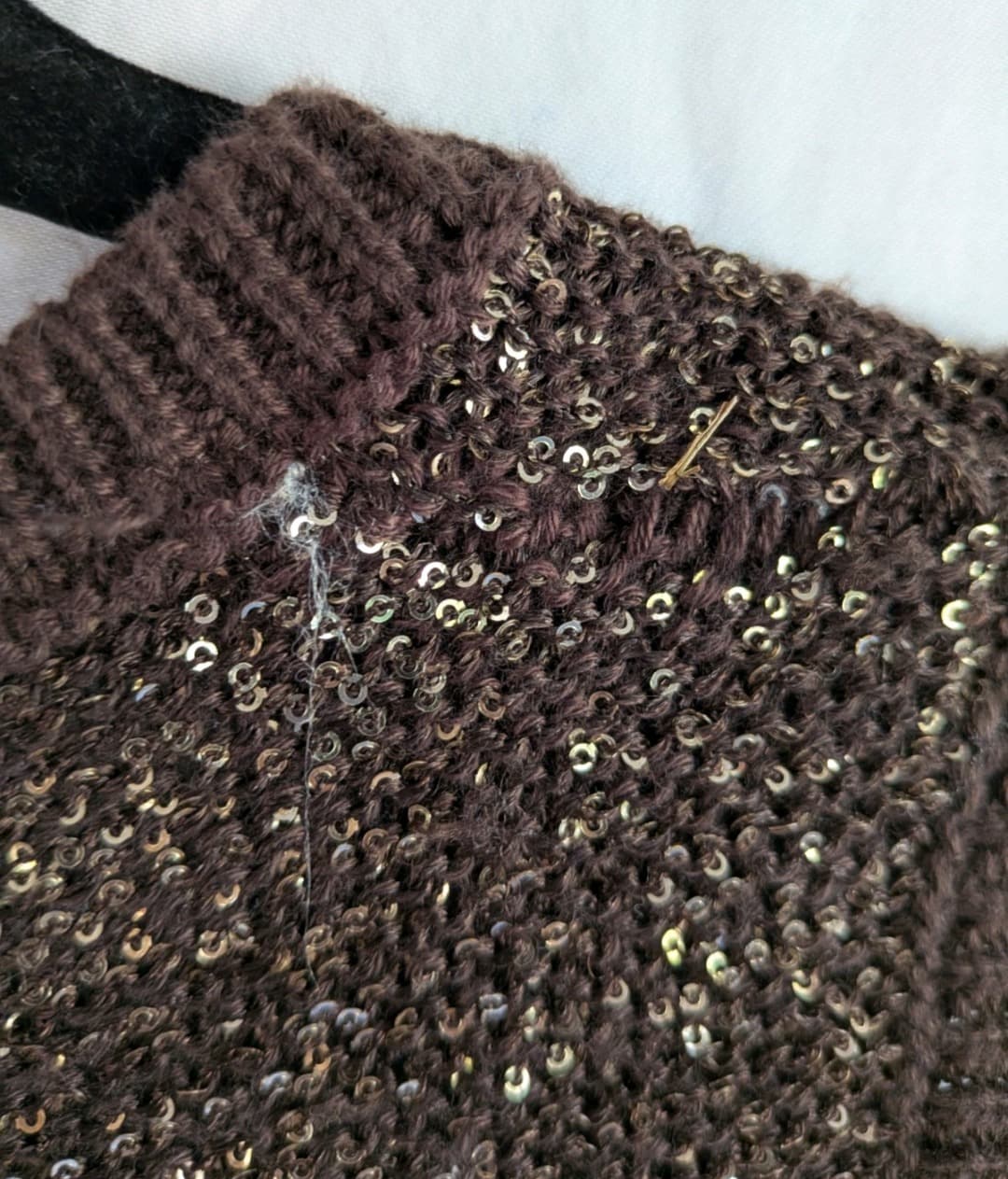 Decjuba Sequin Knit Tank Top XL Brown Gold Sleeveless Party Evening Sparkle — photo 10 of 10