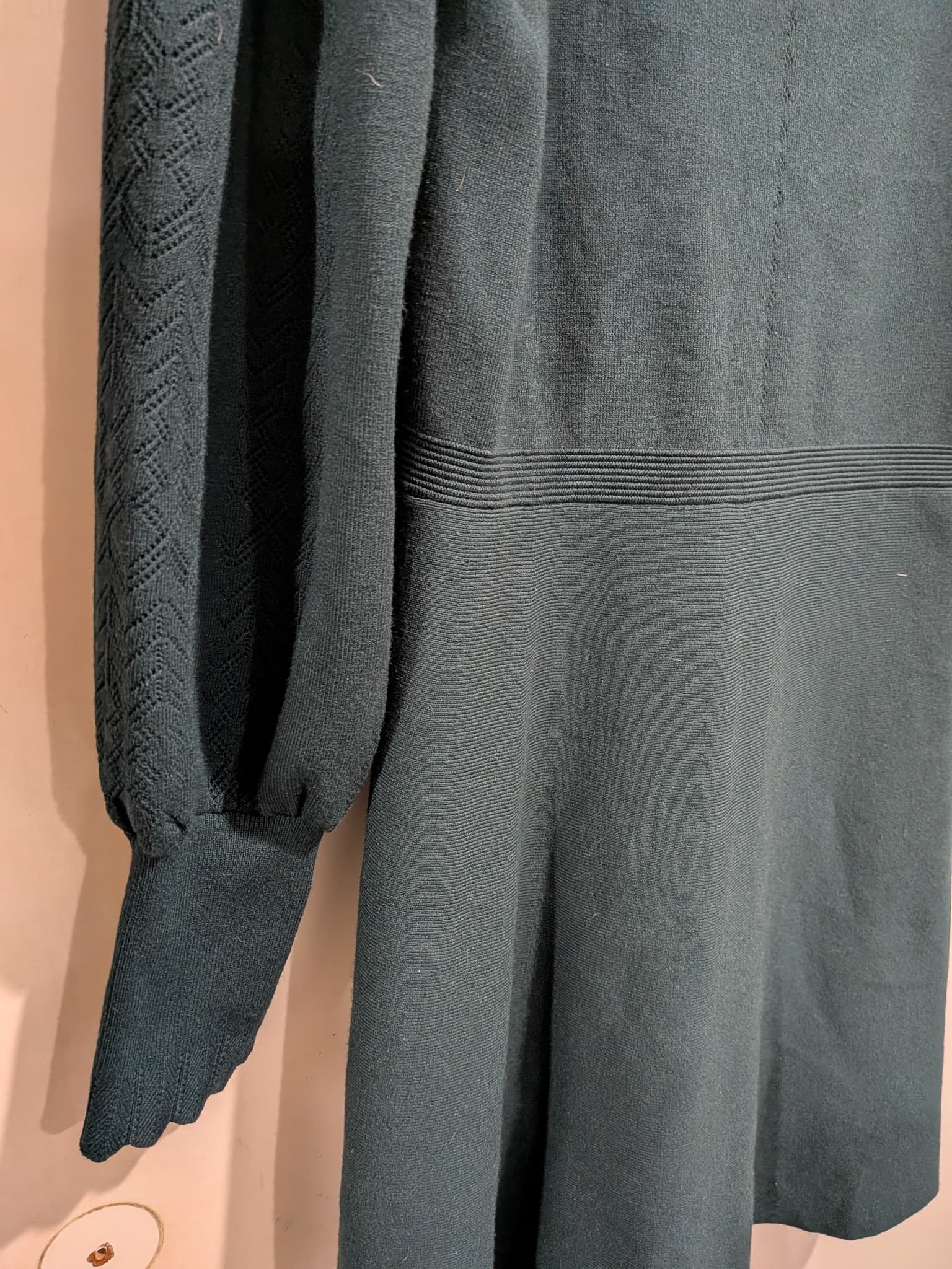 Forever New Knit Mini Dress Tie Neck Long Sleeve Dark Green Size 16 — photo 3 of 8