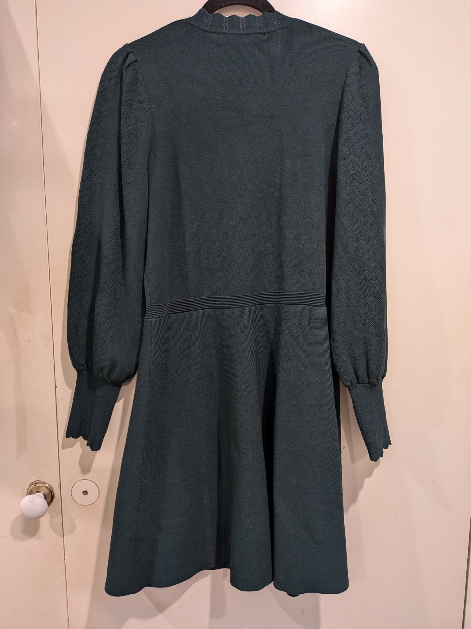 Forever New Knit Mini Dress Tie Neck Long Sleeve Dark Green Size 16 — photo 8 of 8