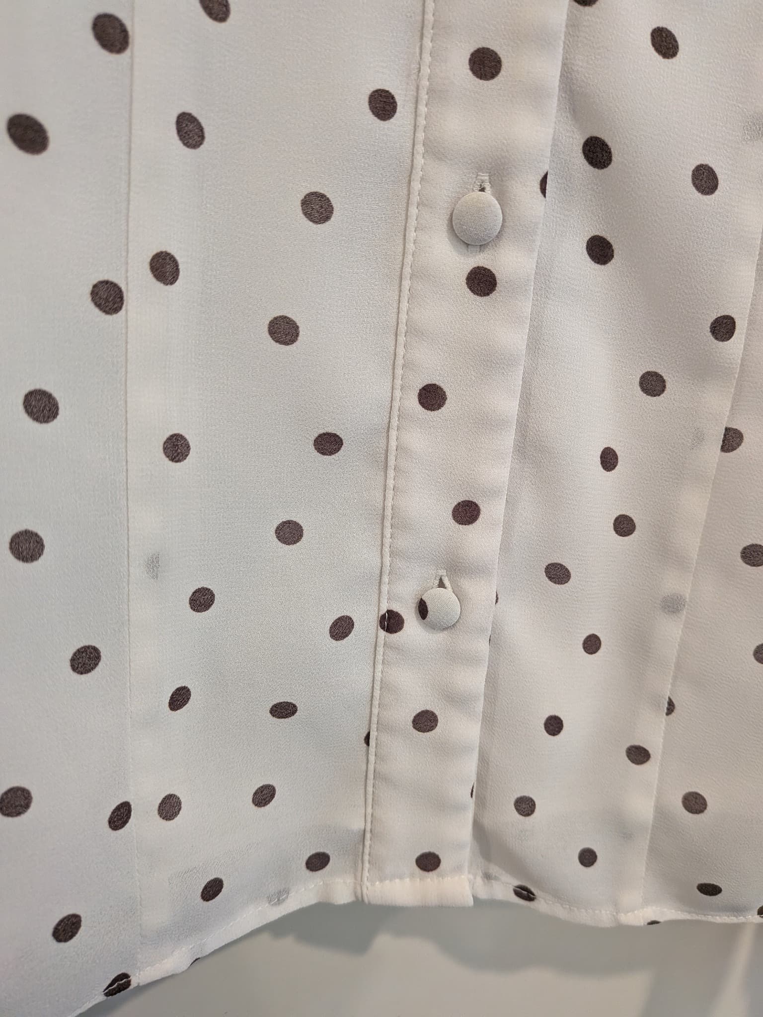 Forever New Womens Blouse Size 16 White Brown Polka Dot Long Sleeve Shirt — photo 4 of 9