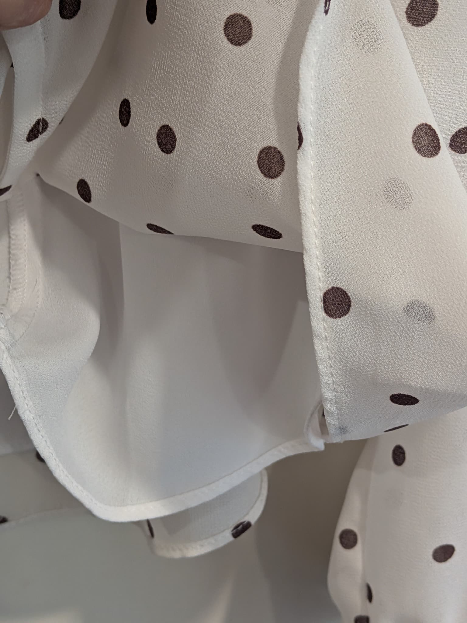 Forever New Womens Blouse Size 16 White Brown Polka Dot Long Sleeve Shirt — photo 7 of 9