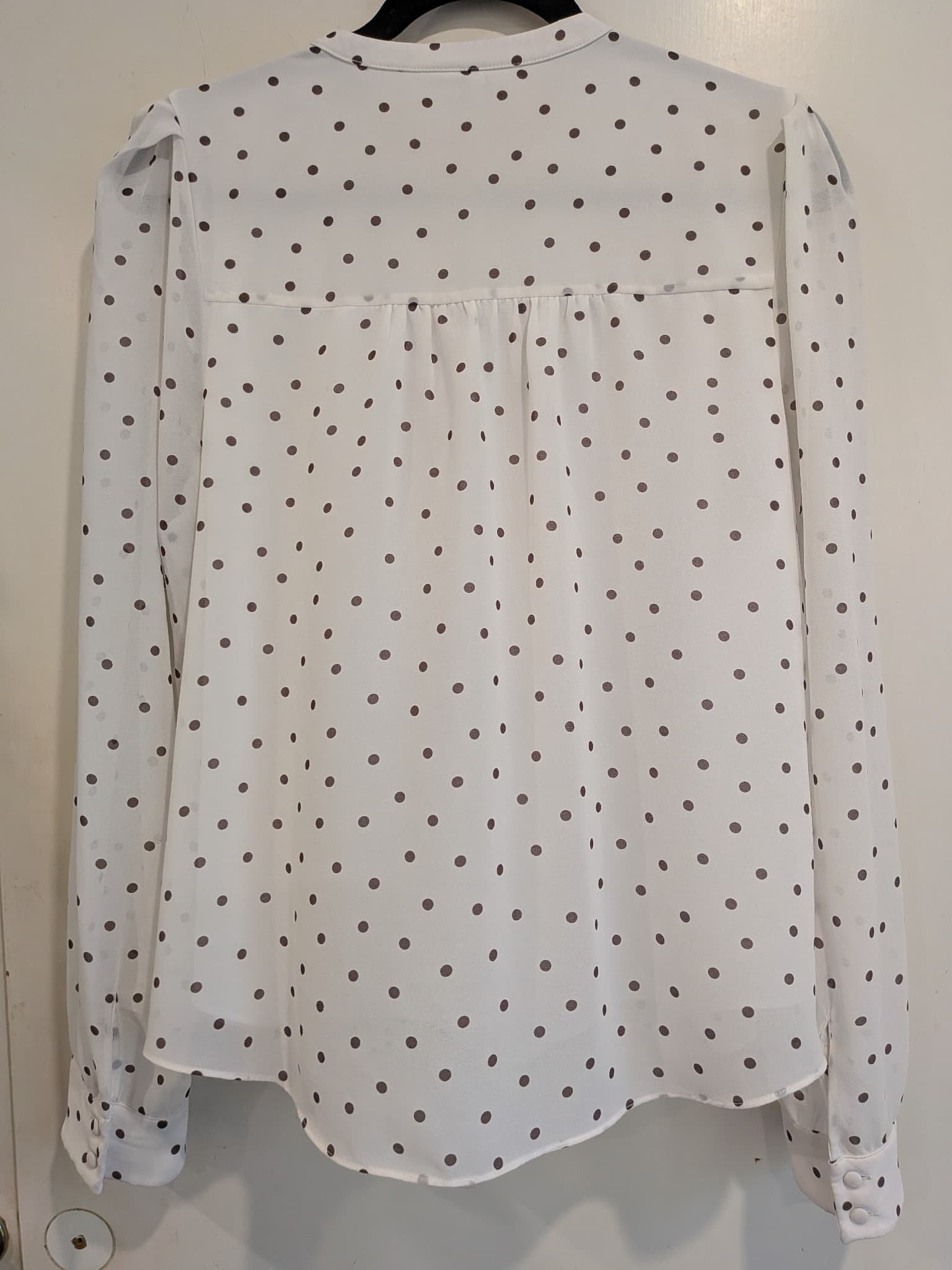 Forever New Womens Blouse Size 16 White Brown Polka Dot Long Sleeve Shirt — photo 9 of 9