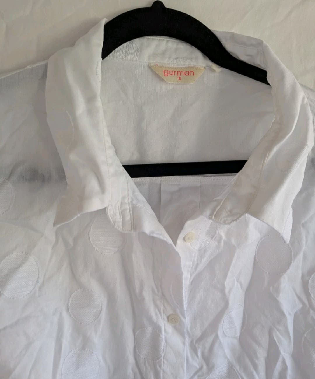 Gorman Shirt Size 18 White Organic Cotton Embroidered Spot Button Blouse — photo 6 of 10