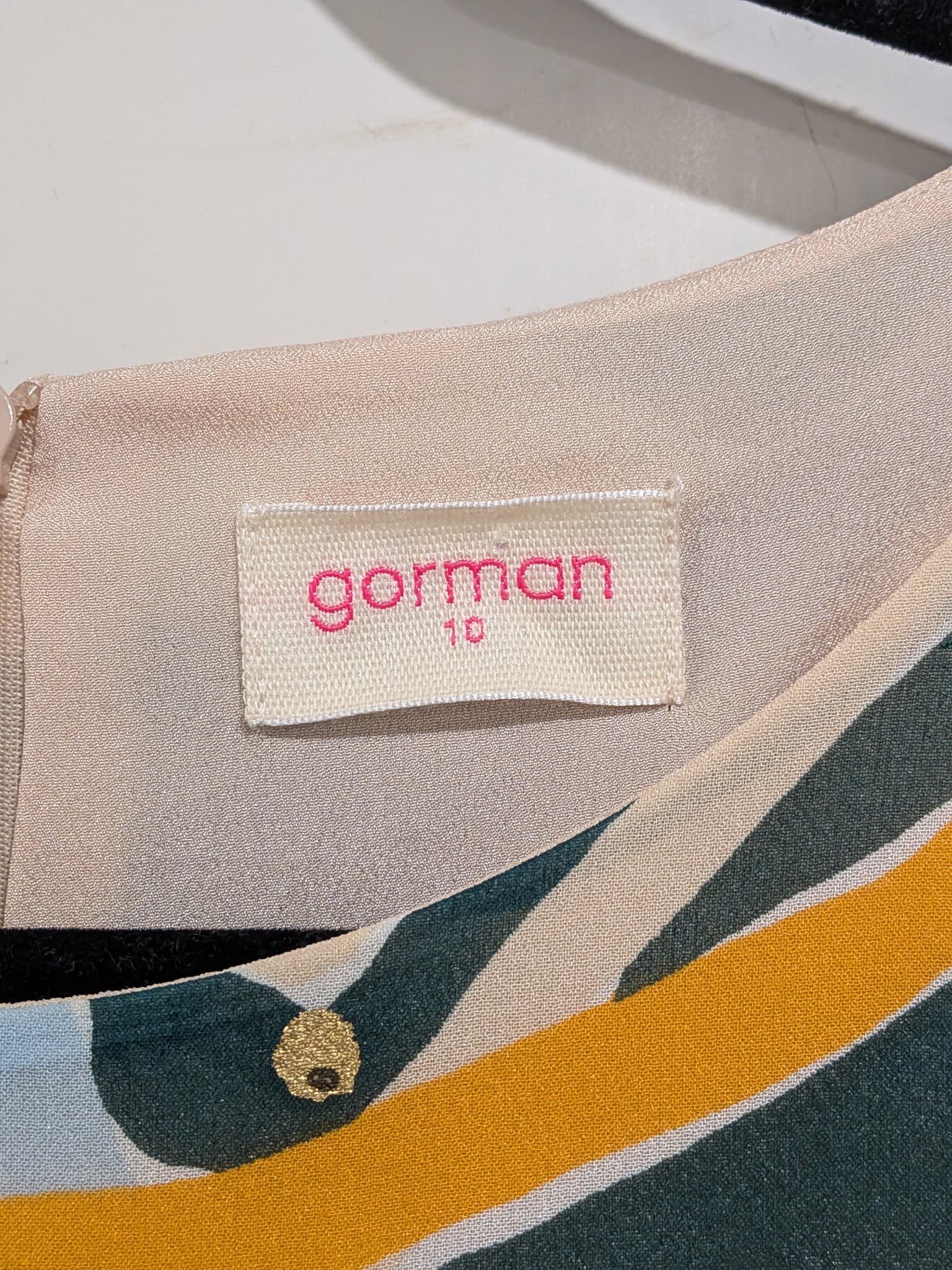 Gorman Silk Midi Dress Size 10 Abstract Print Flutter Sleeve — photo 5 of 8