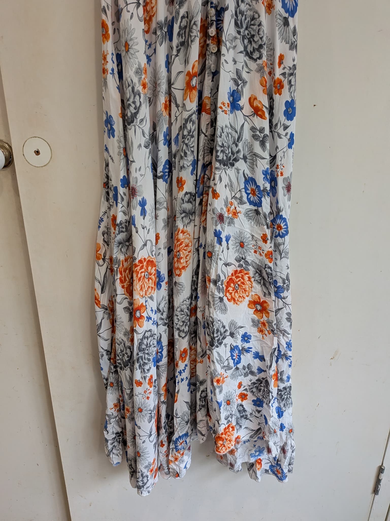 Jaase Floral Maxi Dress Size S White Orange Blue Lace Back Boho — photo 5 of 14