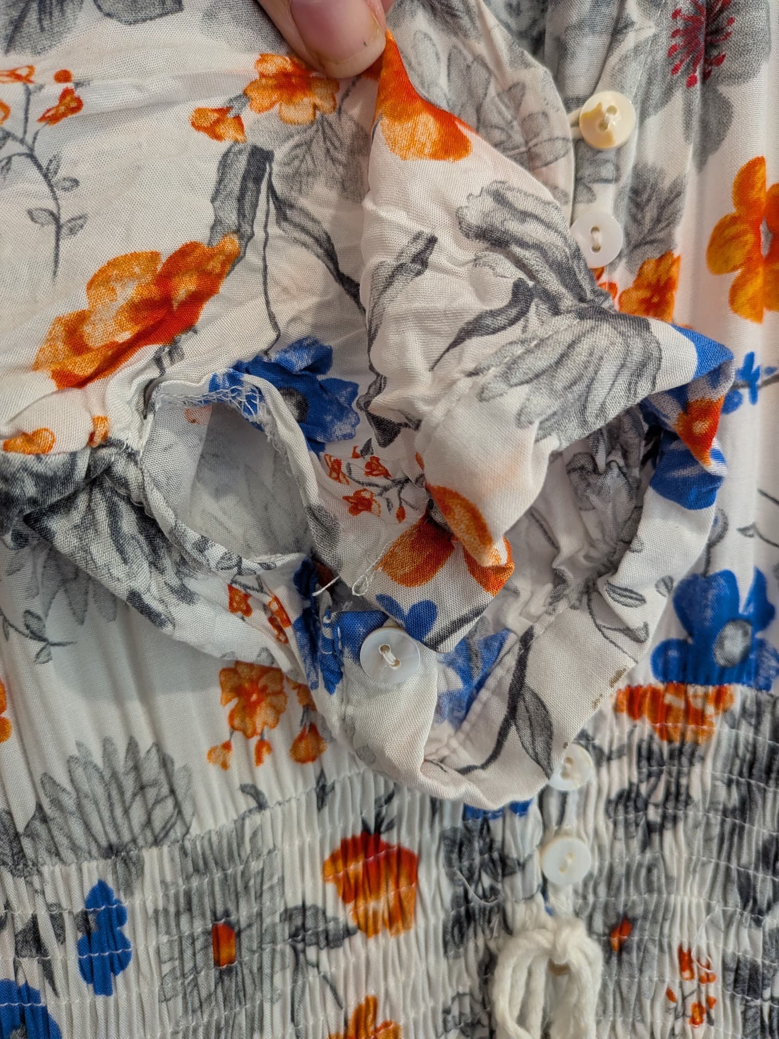 Jaase Floral Maxi Dress Size S White Orange Blue Lace Back Boho — photo 8 of 14