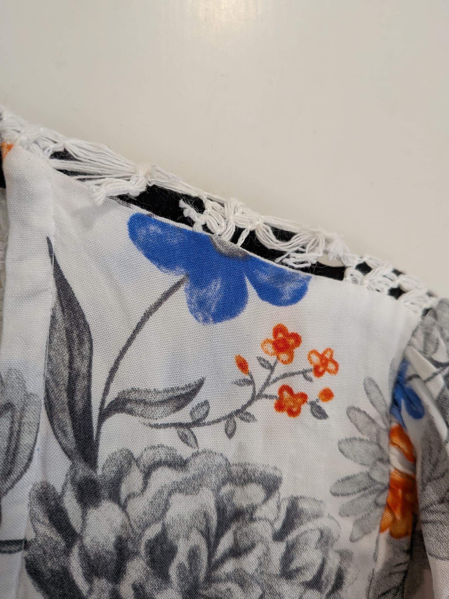 Jaase Floral Maxi Dress Size S White Orange Blue Lace Back Boho — photo 10 of 14