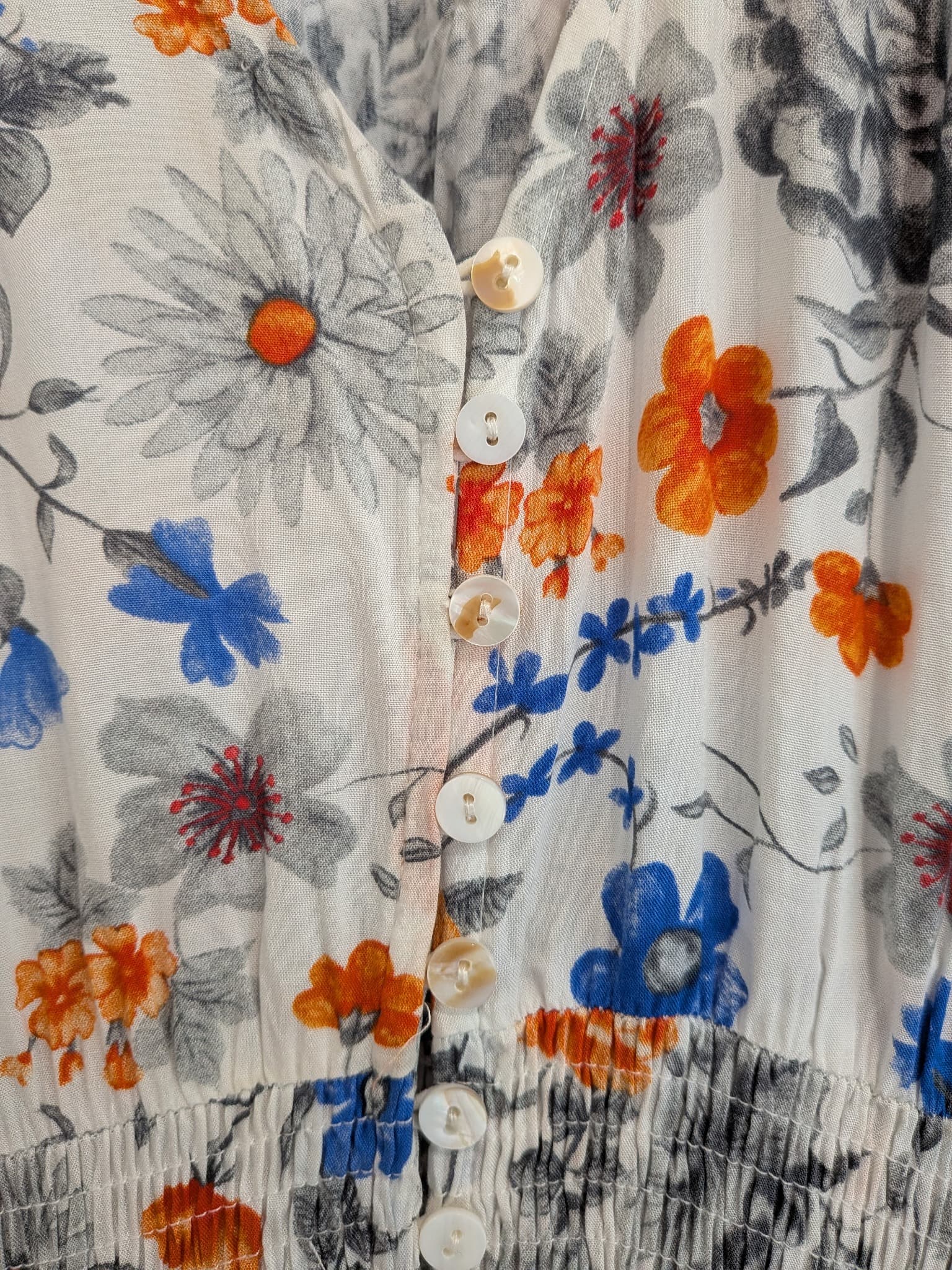 Jaase Floral Maxi Dress Size S White Orange Blue Lace Back Boho — photo 12 of 14