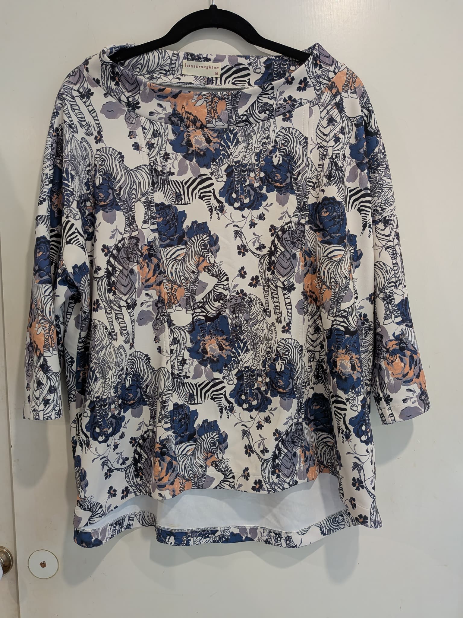 Leina Broughton Top Size 16 Multi-Colour Zebra Floral Print Workwear — photo 2 of 8