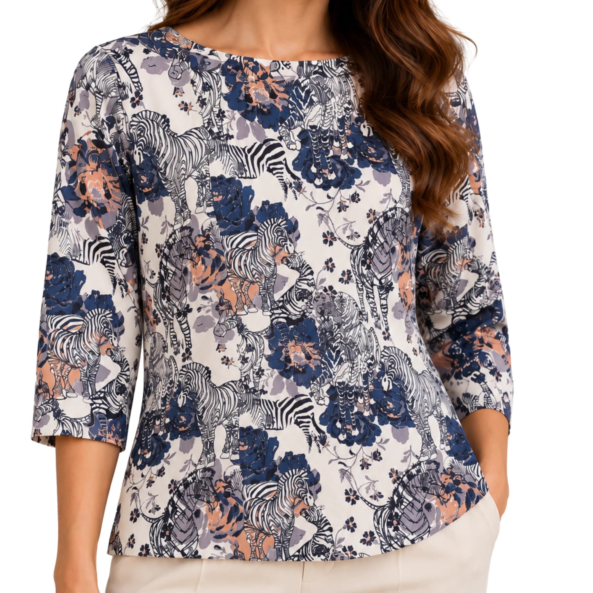 Leina Broughton Top Size 16 Multi-Colour Zebra Floral Print Workwear — photo 1 of 8