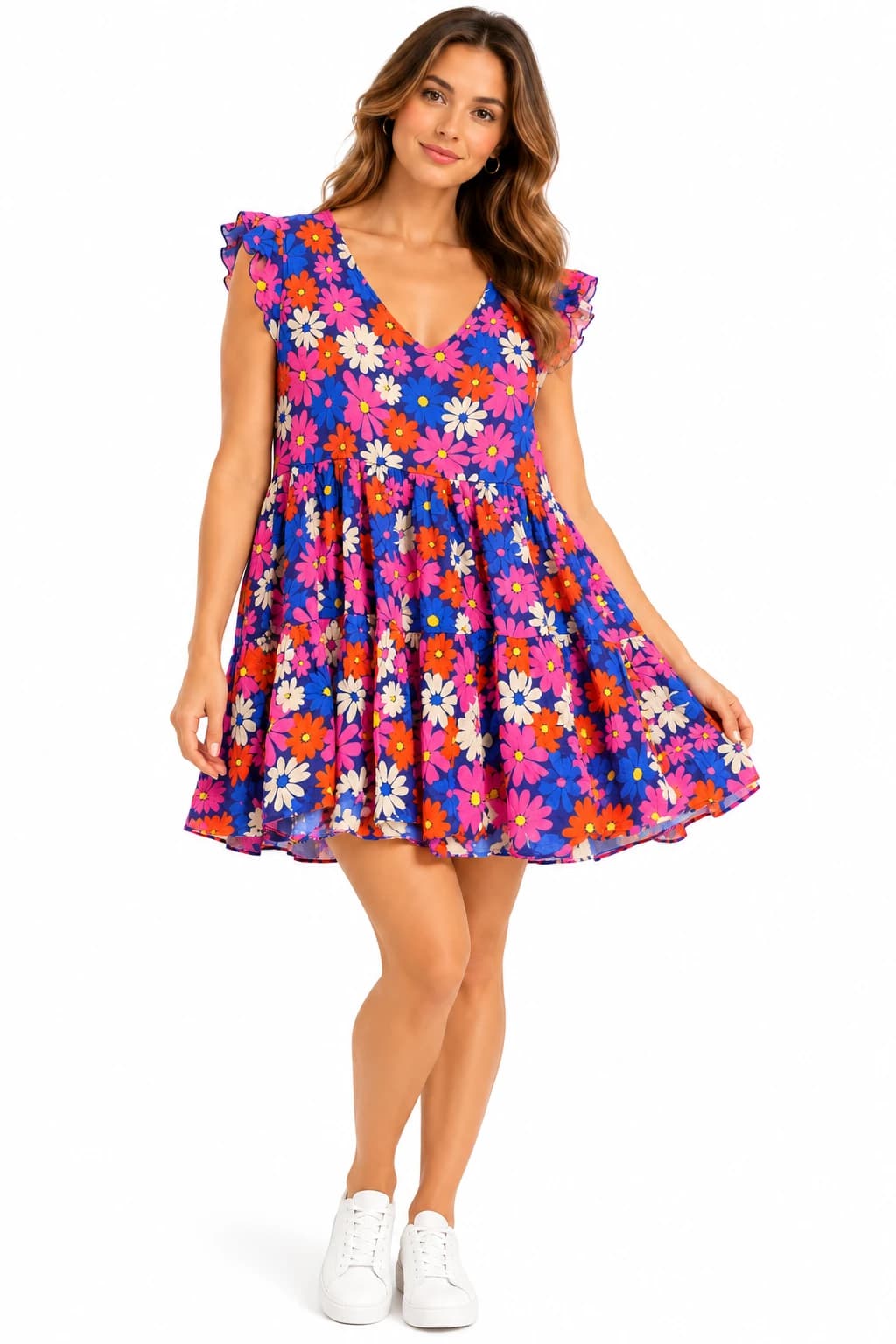 Mister Zimi Floral Tiered Mini Dress Size 16 Multi-Coloured — photo 1 of 9