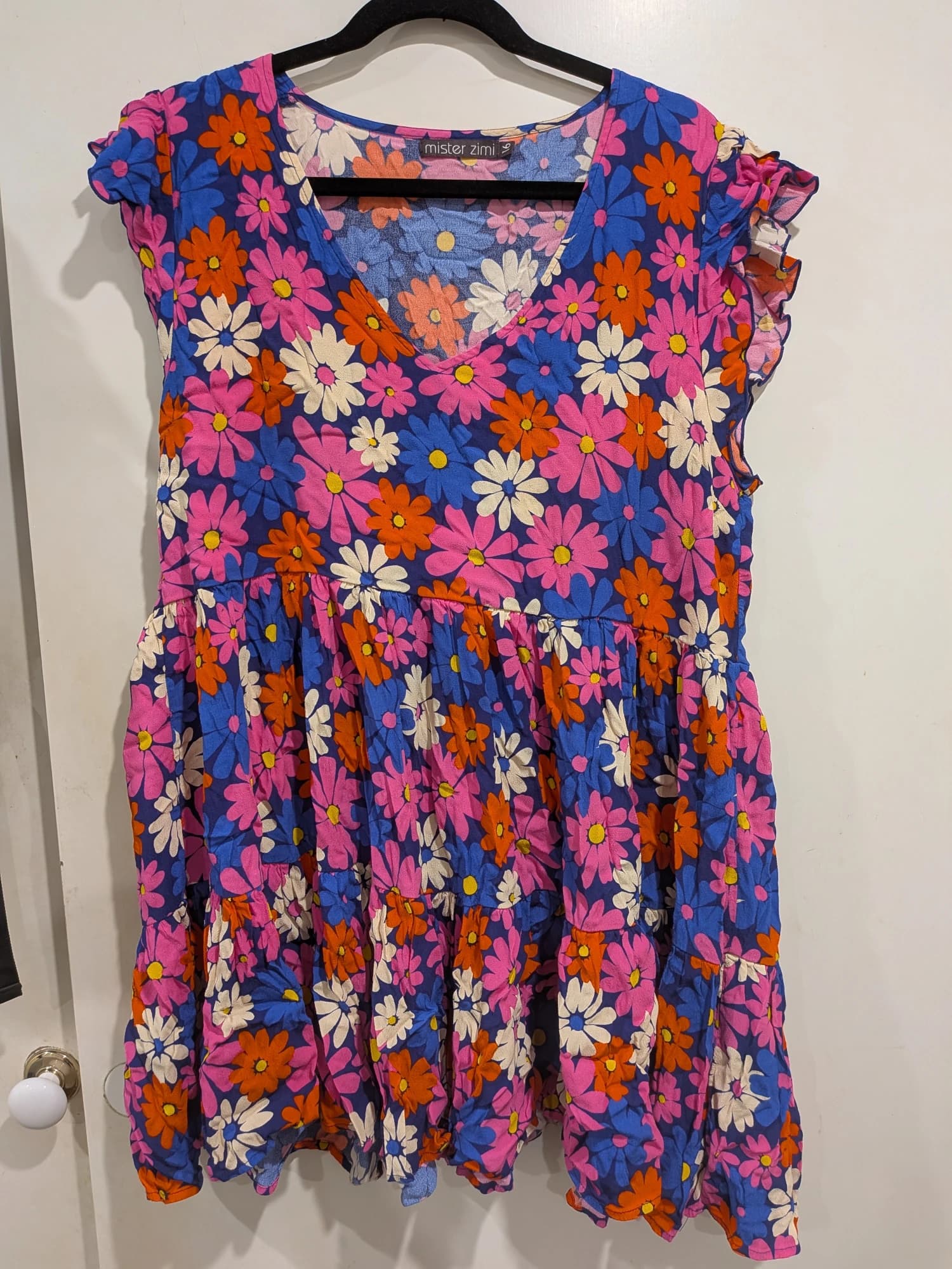 Mister Zimi Floral Tiered Mini Dress Size 16 Multi-Coloured — photo 3 of 9