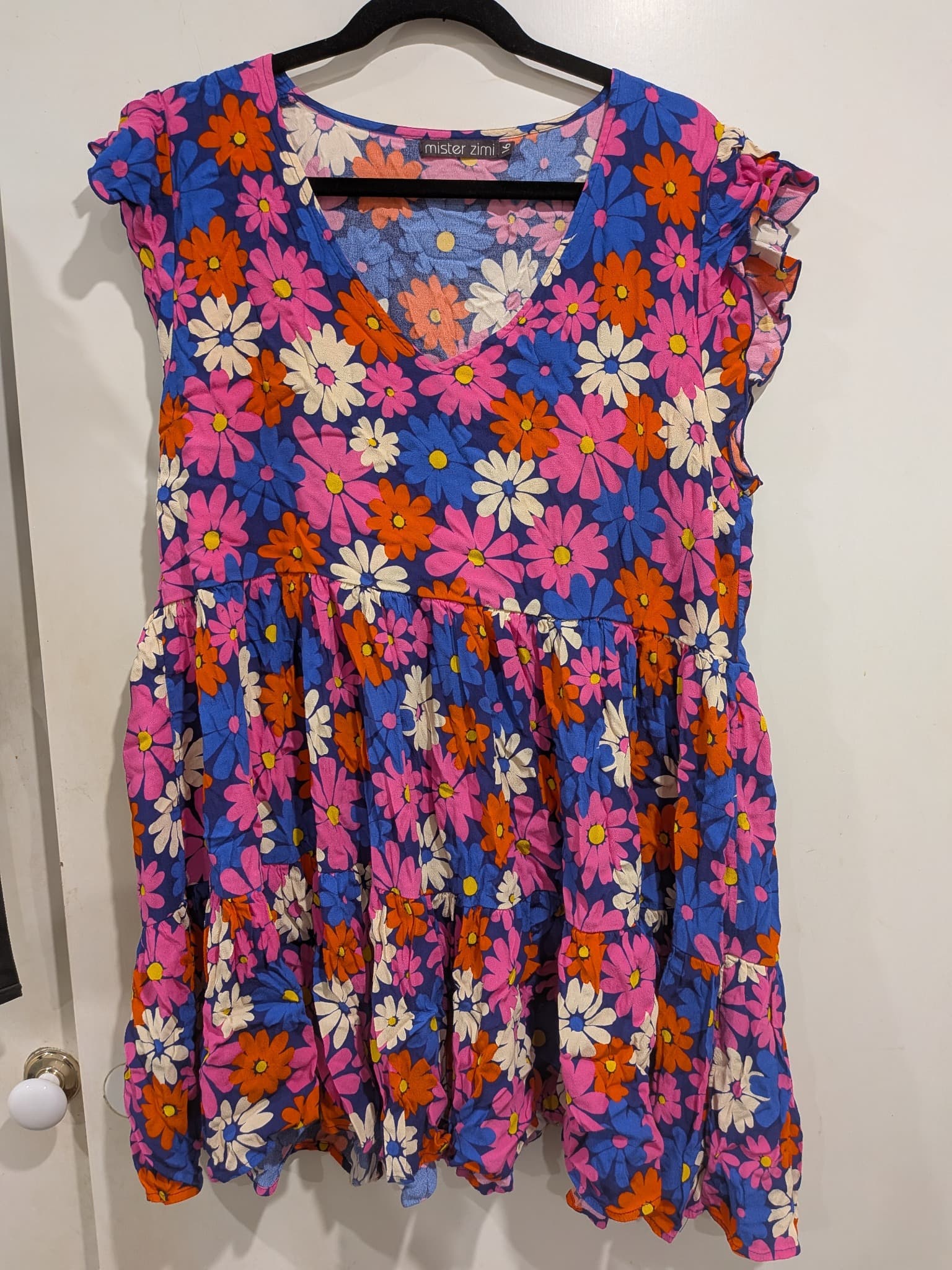 Mister Zimi Floral Tiered Mini Dress Size 16 Multi-Coloured — photo 2 of 9