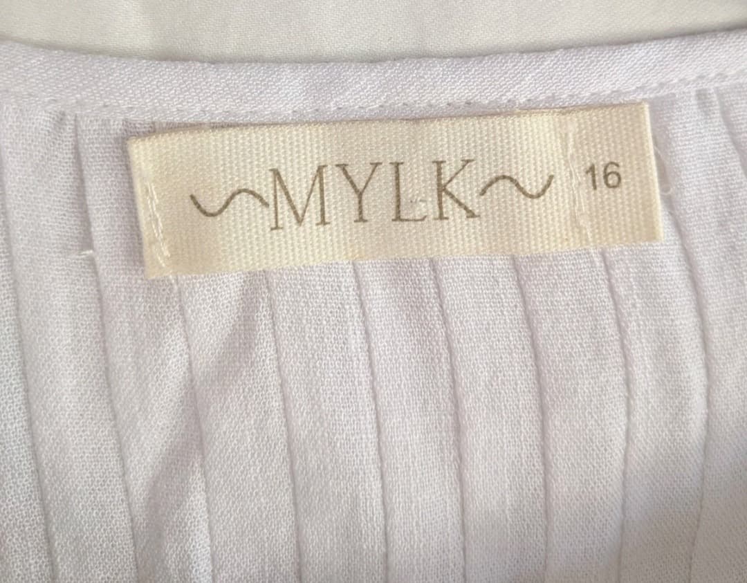 MYLK White Cotton Blouse Size 16 Boho Lace Pintuck Flutter Sleeve Peasant Top — photo 5 of 10