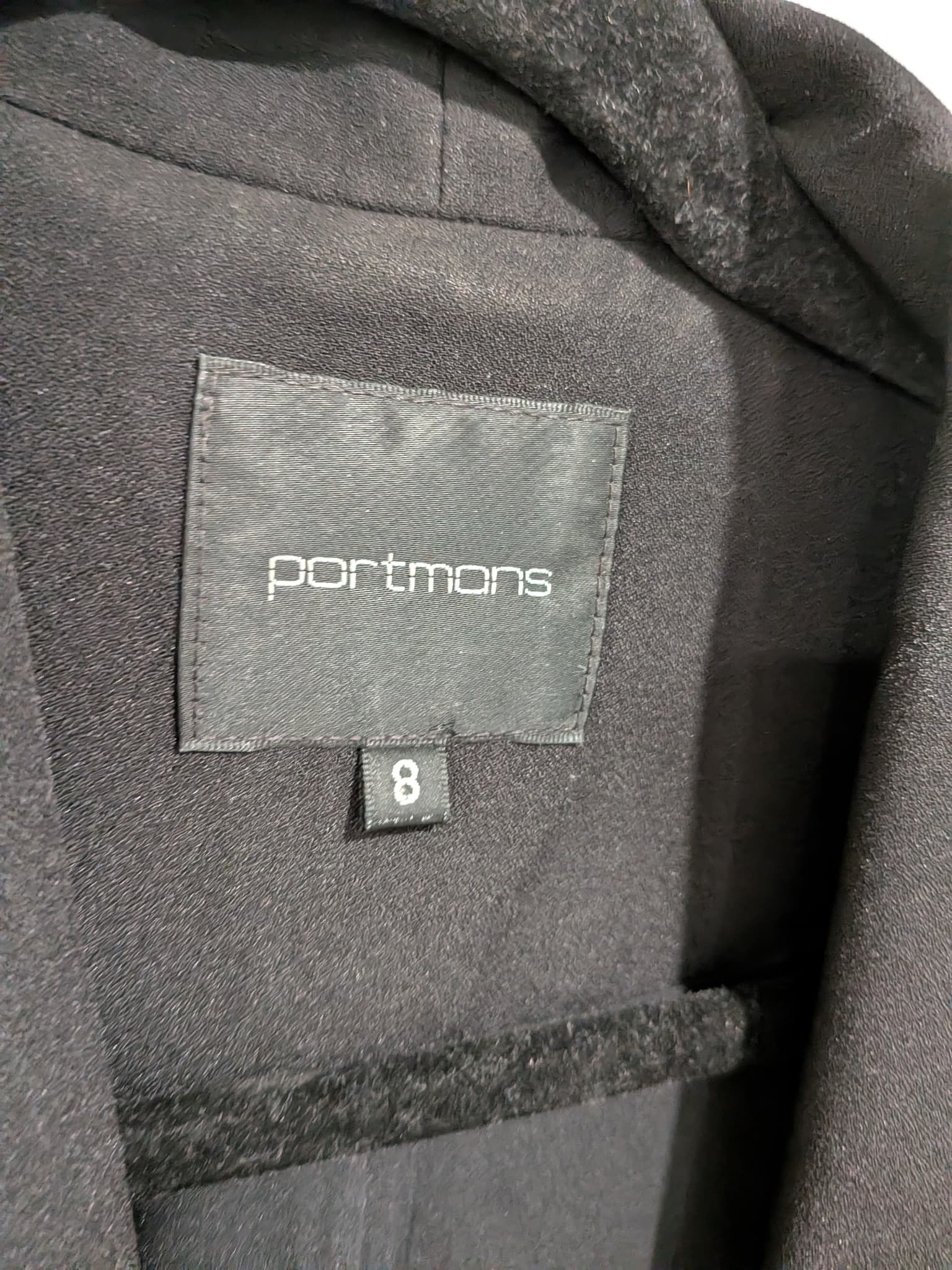 Portmans Blazer Size 8 Black Ruched Sleeve Polyester Blend Open Front Jacket — photo 4 of 6