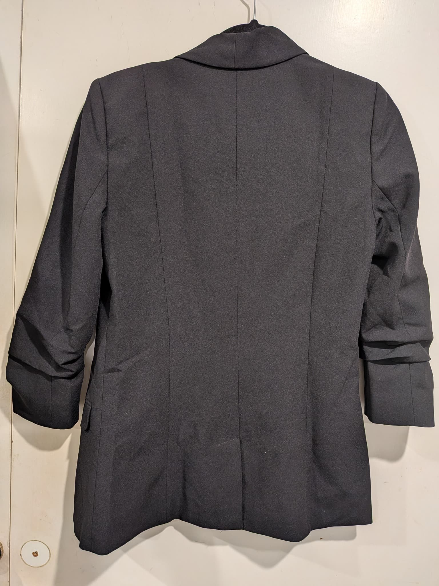 Portmans Blazer Size 8 Black Ruched Sleeve Polyester Blend Open Front Jacket — photo 6 of 6