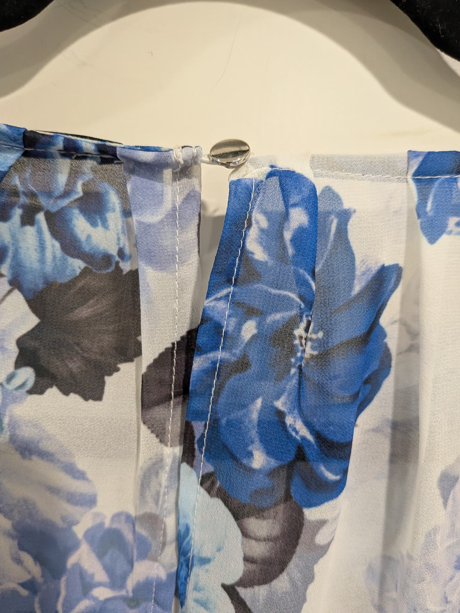 Portmans Blouse 14 Blue Floral Chiffon Tie-Waist Long Sleeve — photo 8 of 9