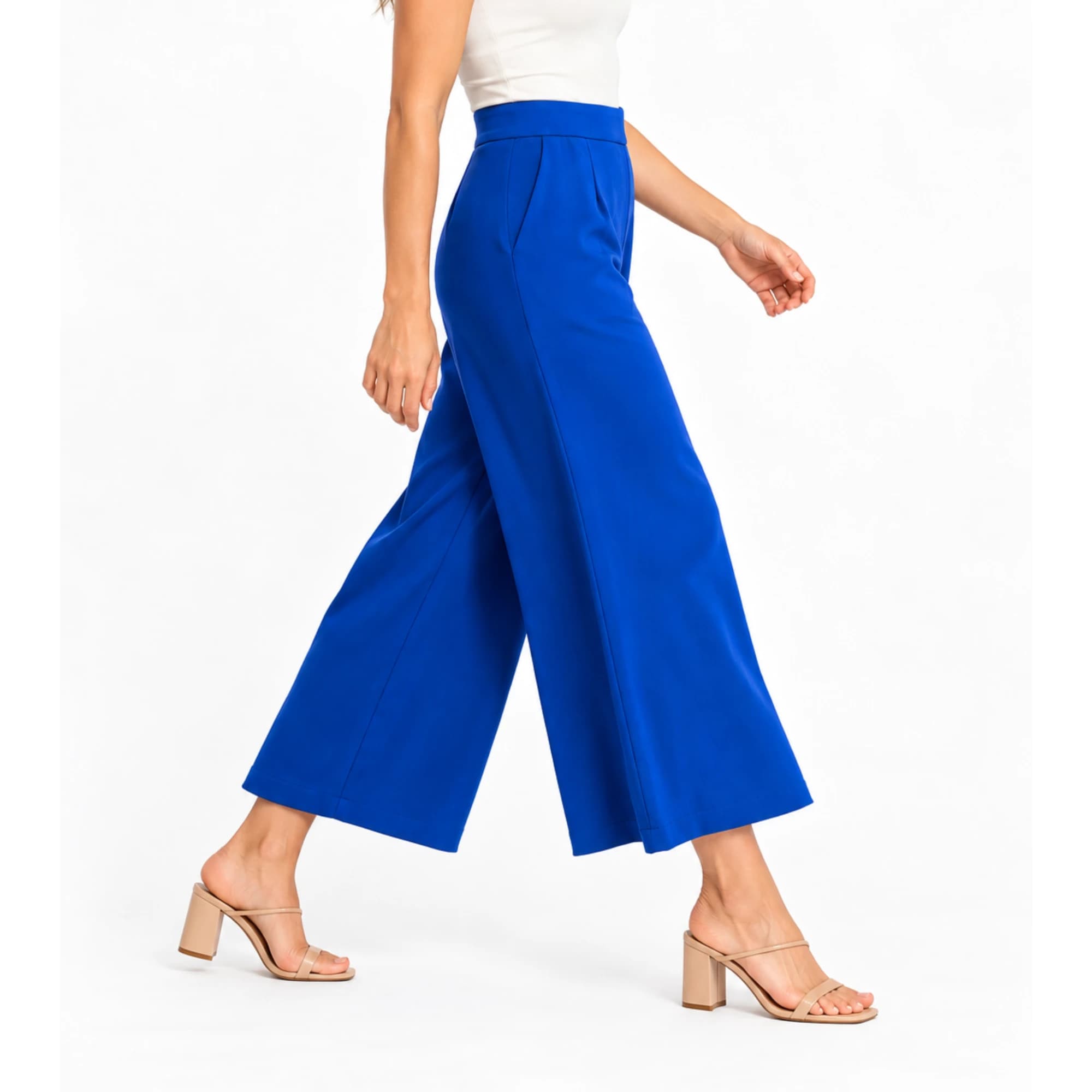 Portmans Wide Leg Trousers Size 16 Royal Blue Polyester Solid — photo 1 of 10