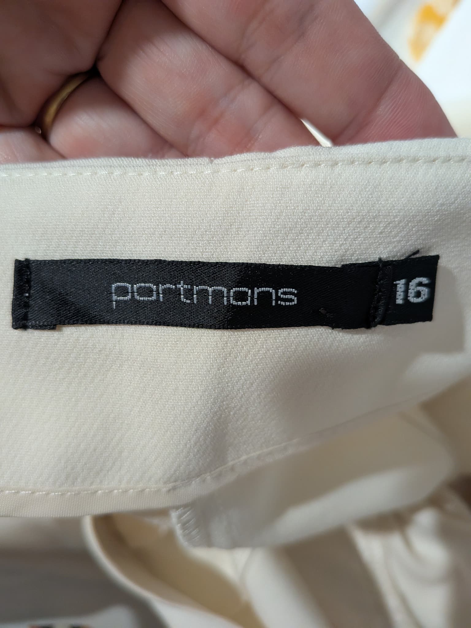 Portmans Wide Leg Trousers Size 16 White Cuffed Hem Tailored Pants corporate — photo 10 of 11