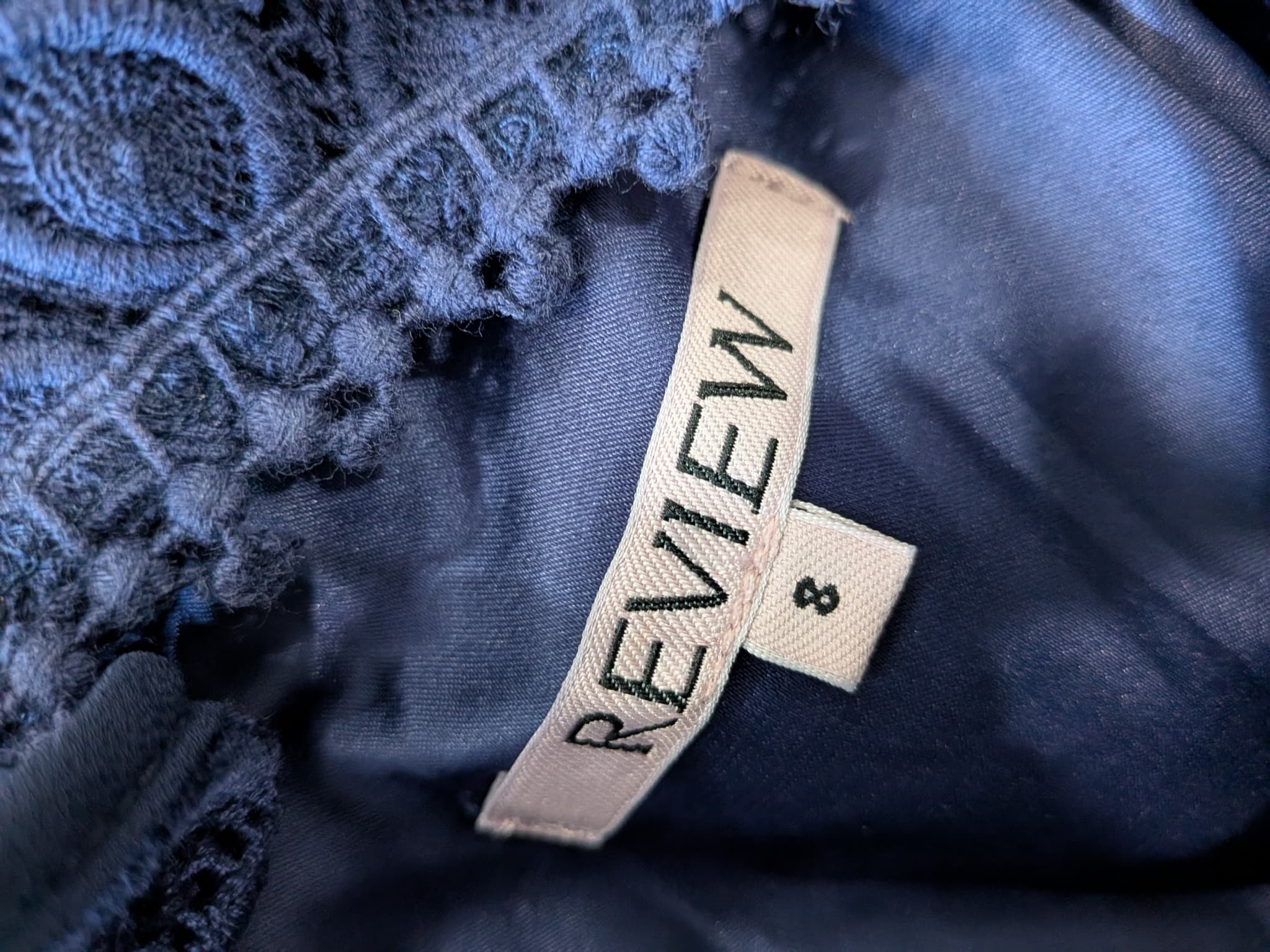 Review Navy Blue Lace Tiered Ruffle Dress Size 8 — photo 9 of 10