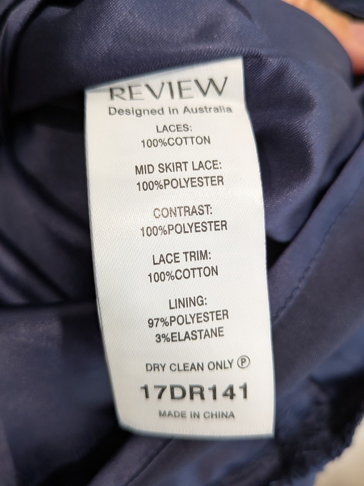 Review Navy Blue Lace Tiered Ruffle Dress Size 8 — photo 7 of 10