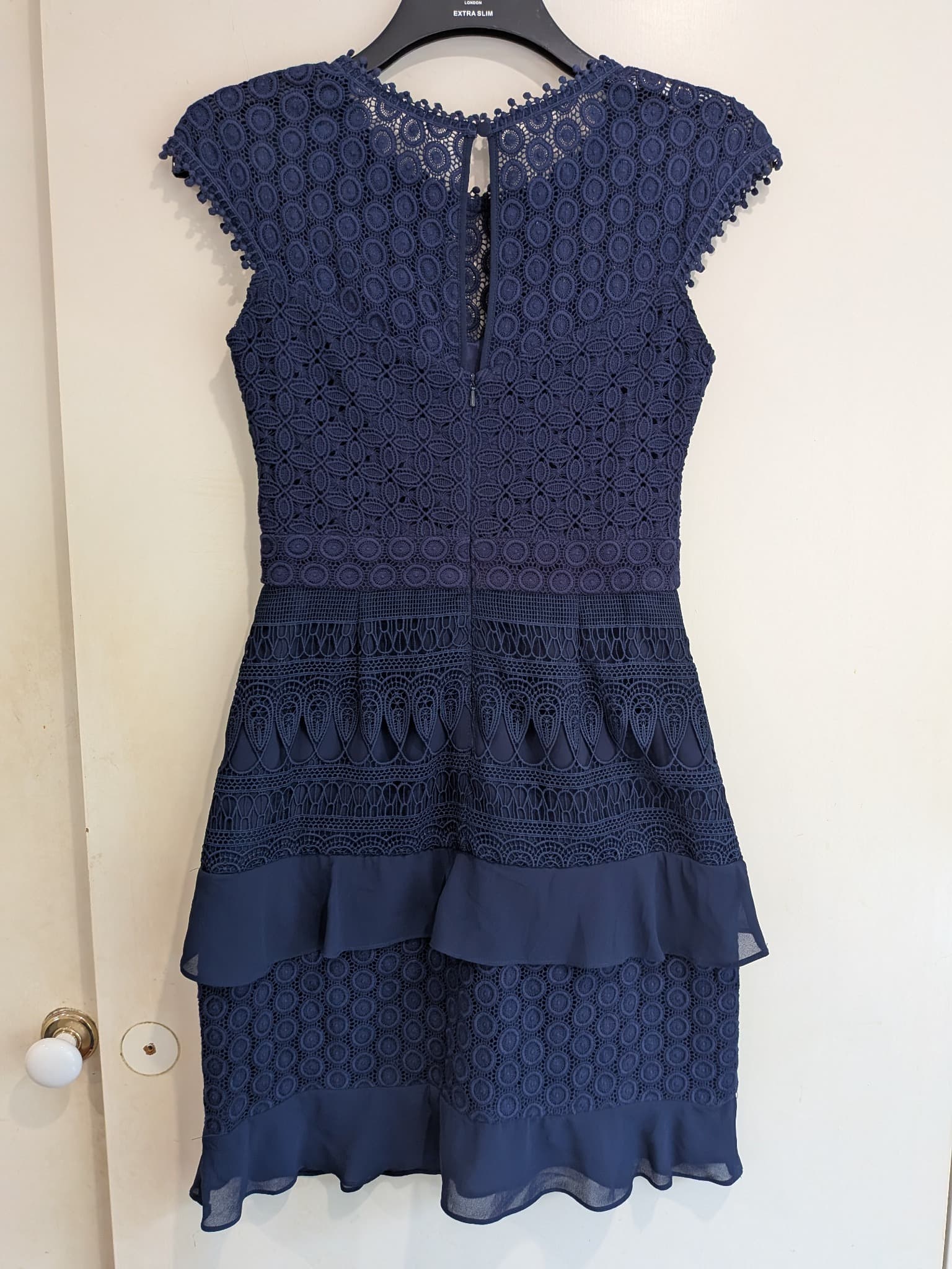 Review Navy Blue Lace Tiered Ruffle Dress Size 8 — photo 10 of 10