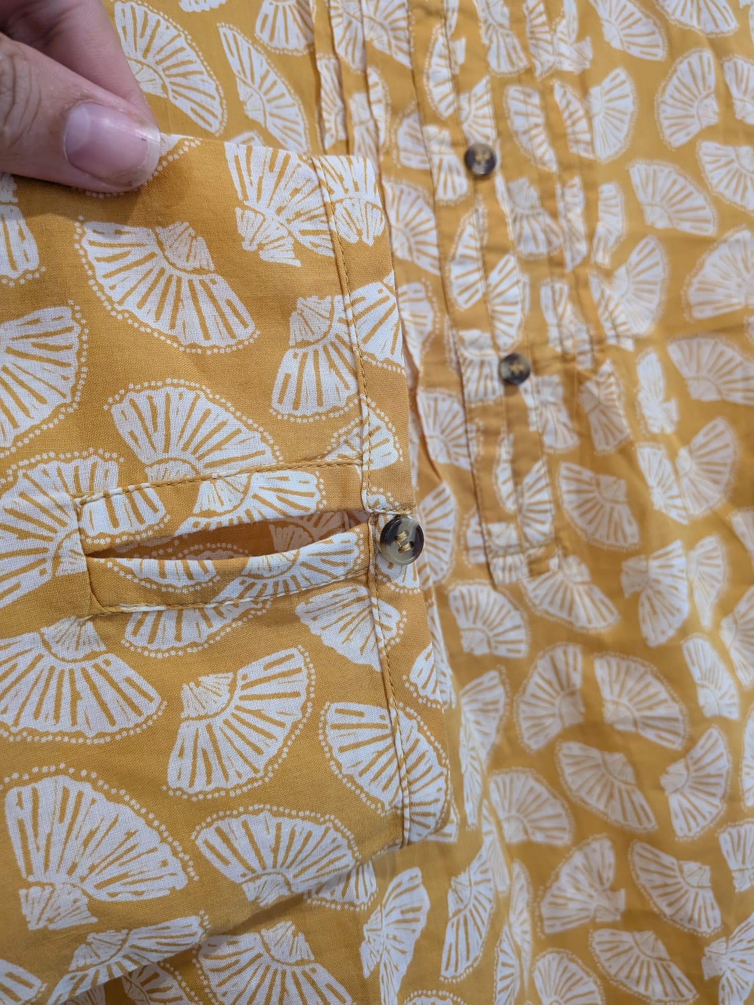Seasalt Cornwall Tunic Top Size 16 Yellow White Organic Cotton Fan Print Resort — photo 4 of 9