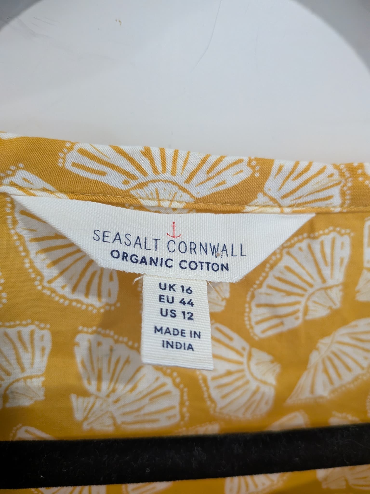 Seasalt Cornwall Tunic Top Size 16 Yellow White Organic Cotton Fan Print Resort — photo 6 of 9