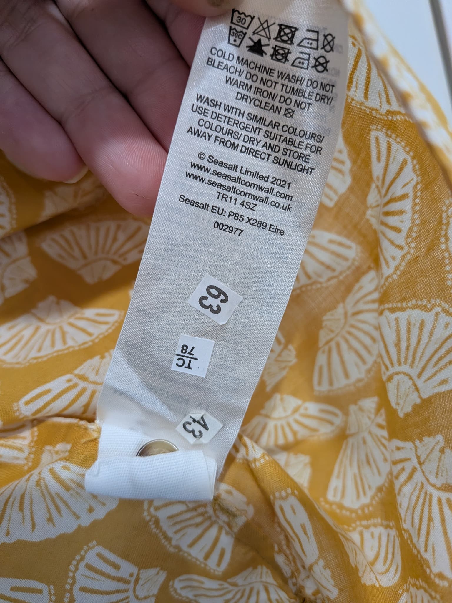 Seasalt Cornwall Tunic Top Size 16 Yellow White Organic Cotton Fan Print Resort — photo 8 of 9