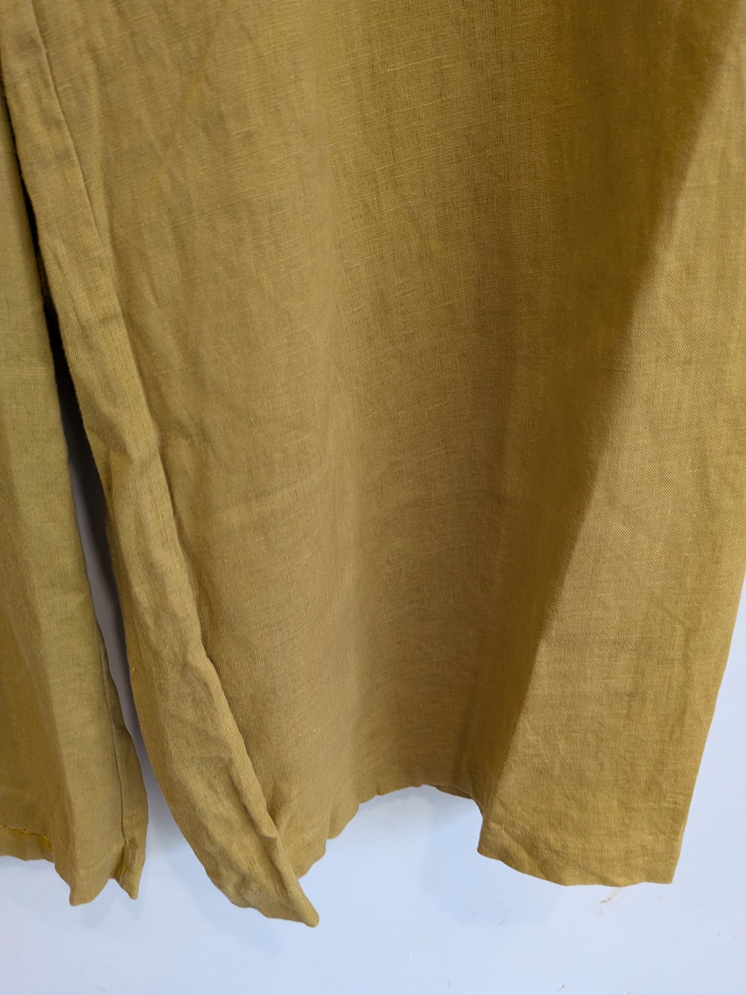 Sheike Trousers 14 Mustard 100% Linen High Waisted Pleated Wide Leg — photo 6 of 11