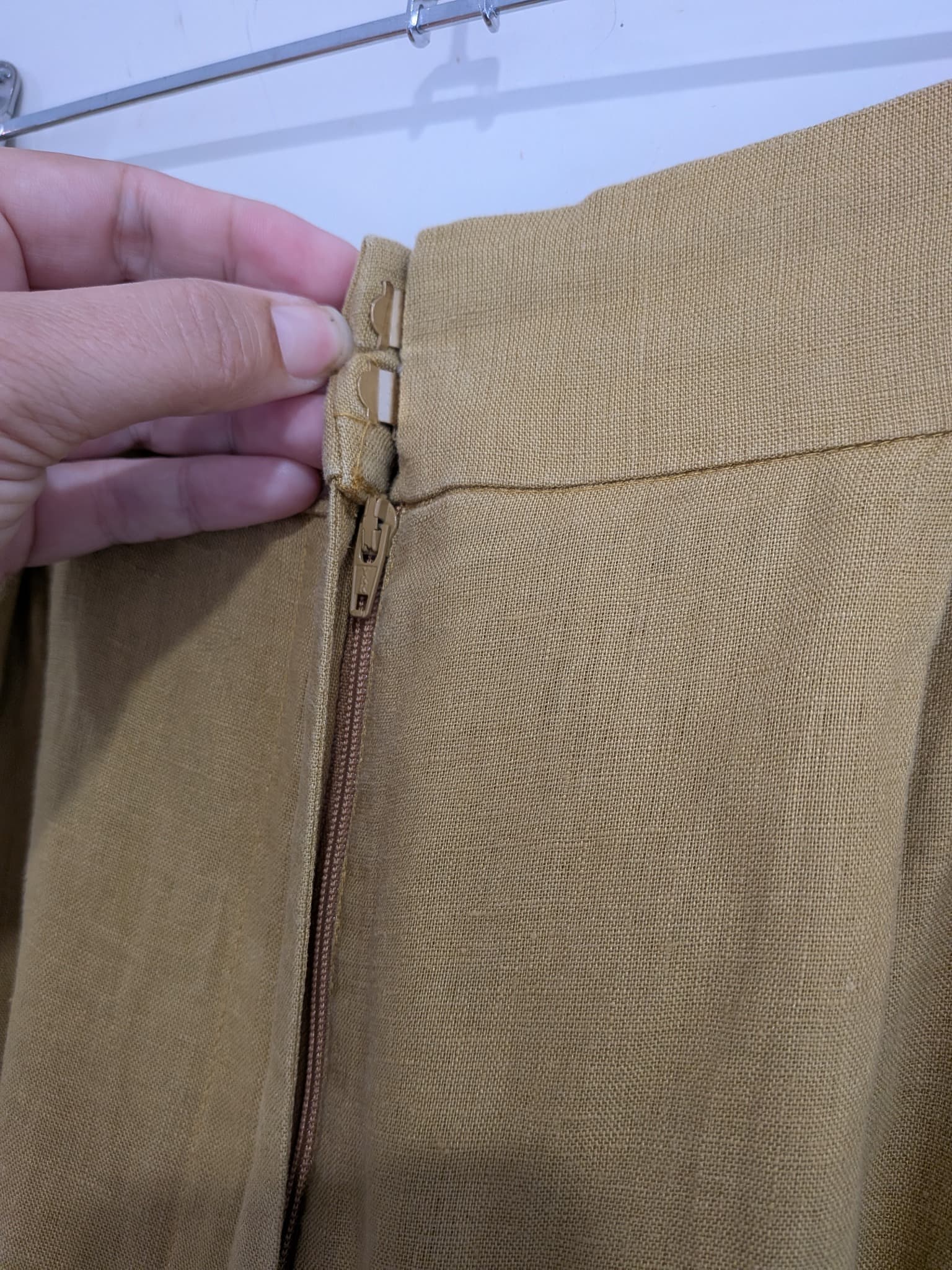 Sheike Trousers 14 Mustard 100% Linen High Waisted Pleated Wide Leg — photo 7 of 11