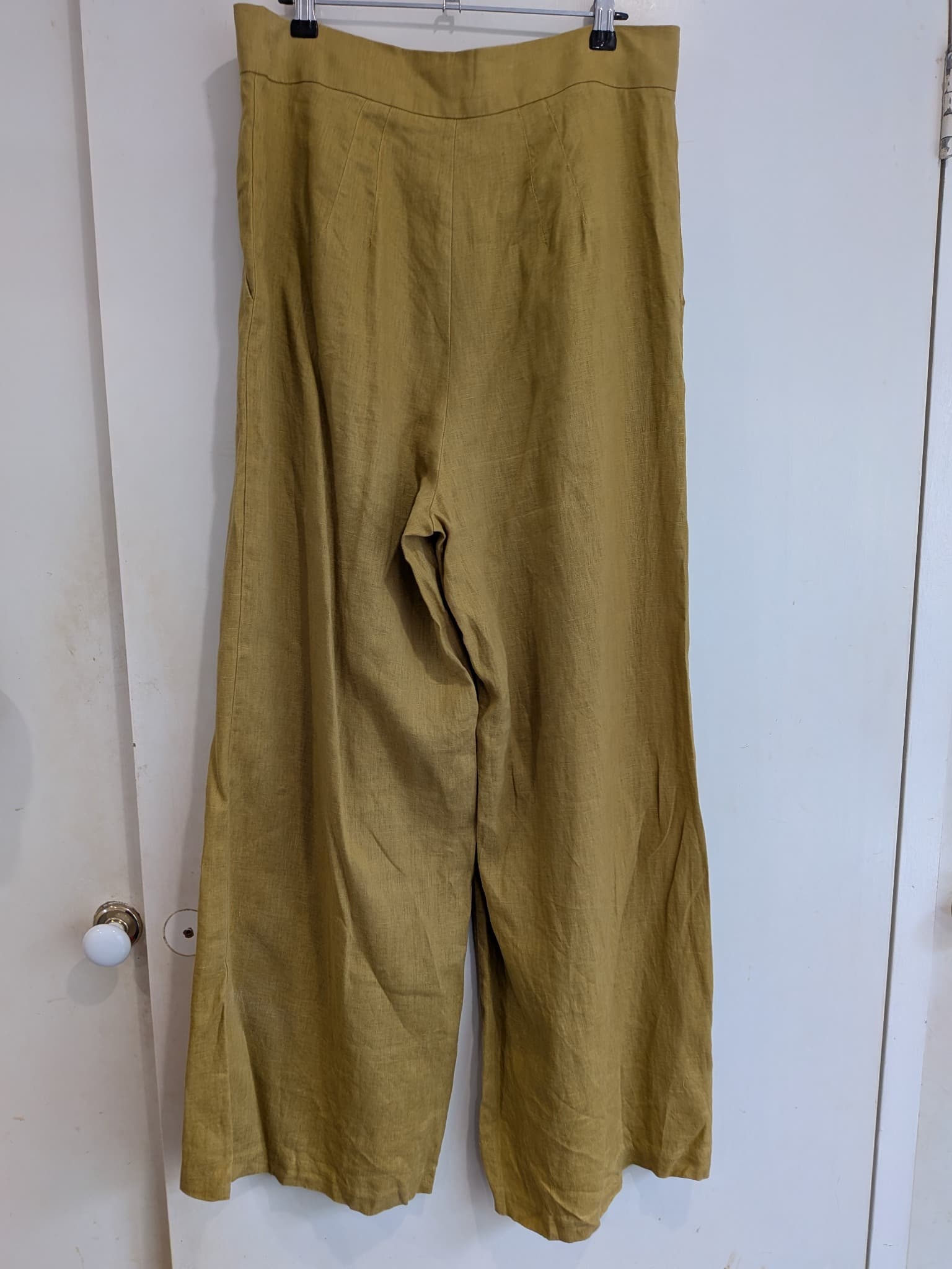 Sheike Trousers 14 Mustard 100% Linen High Waisted Pleated Wide Leg — photo 11 of 11
