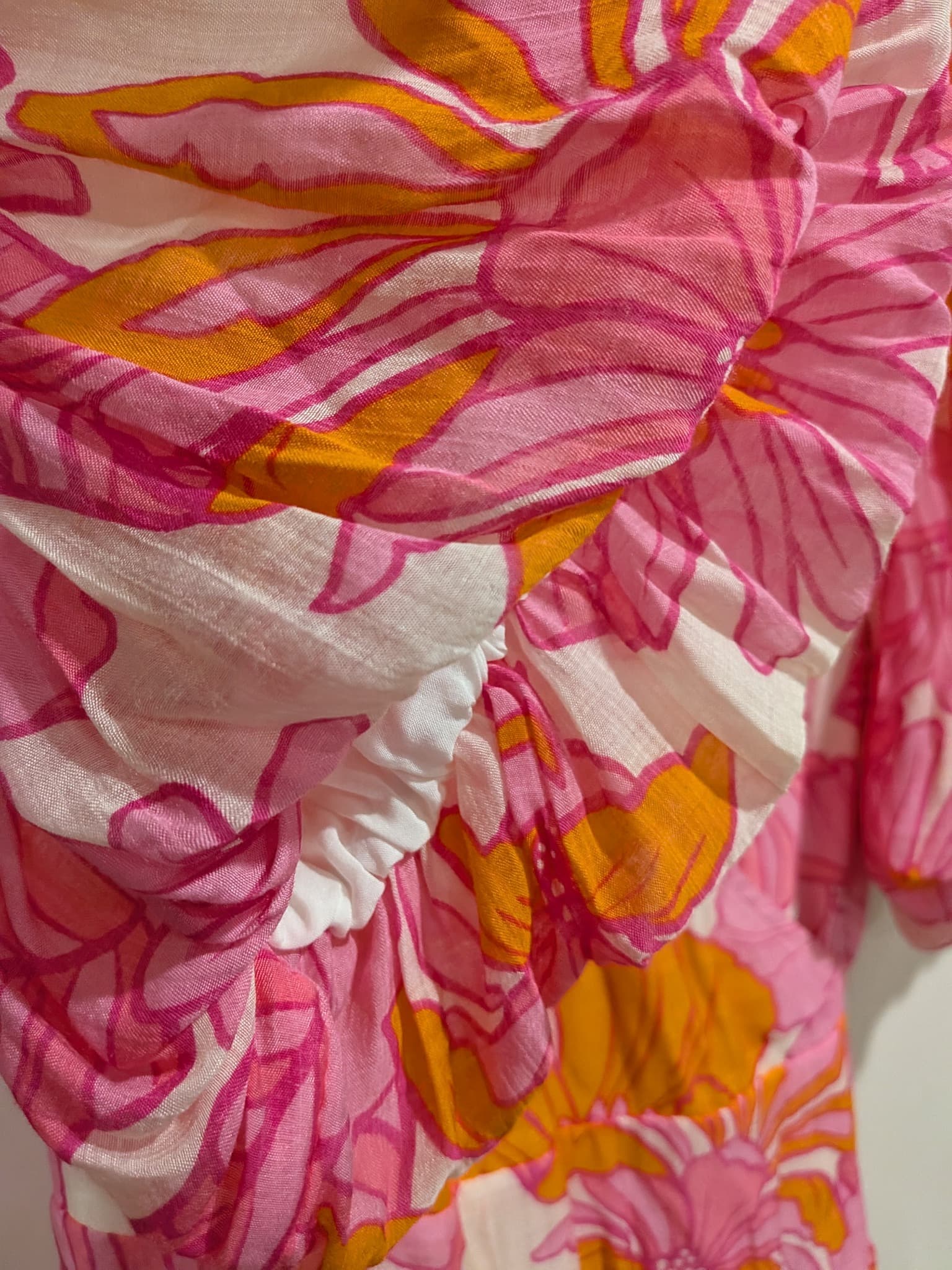 Sportsgirl Floral Puff Sleeve Wrap Midi Dress Size 18 Pink Orange — photo 5 of 10