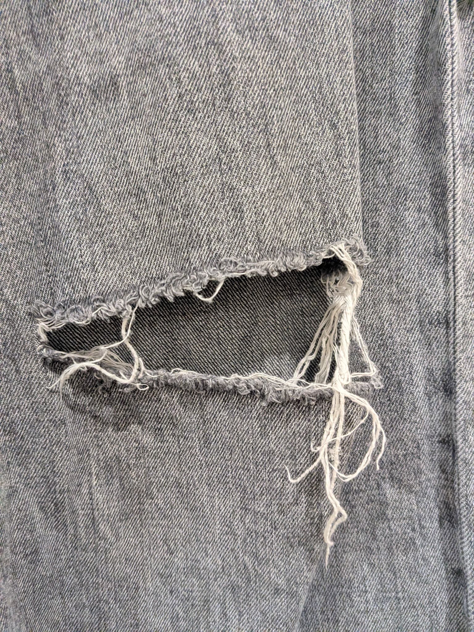 Sportsgirl Womens Wide Leg Jeans Size 16 Grey Acid Wash Distressed Denim — photo 4 of 12