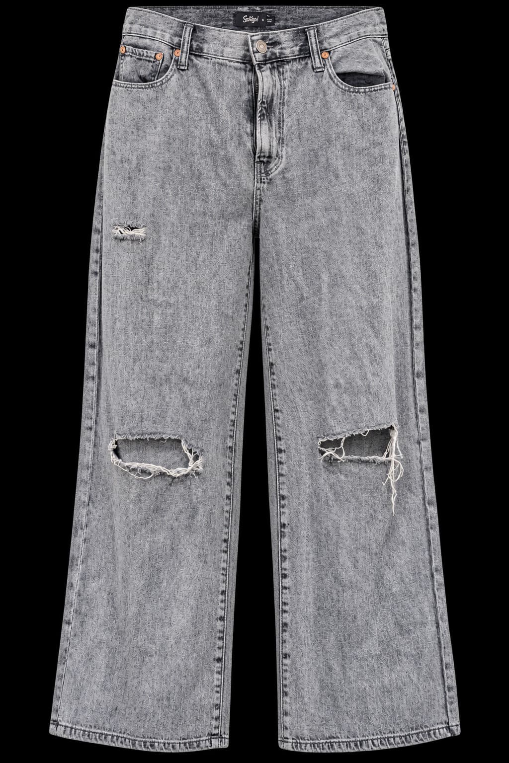 Sportsgirl Womens Wide Leg Jeans Size 16 Grey Acid Wash Distressed Denim — photo 2 of 12