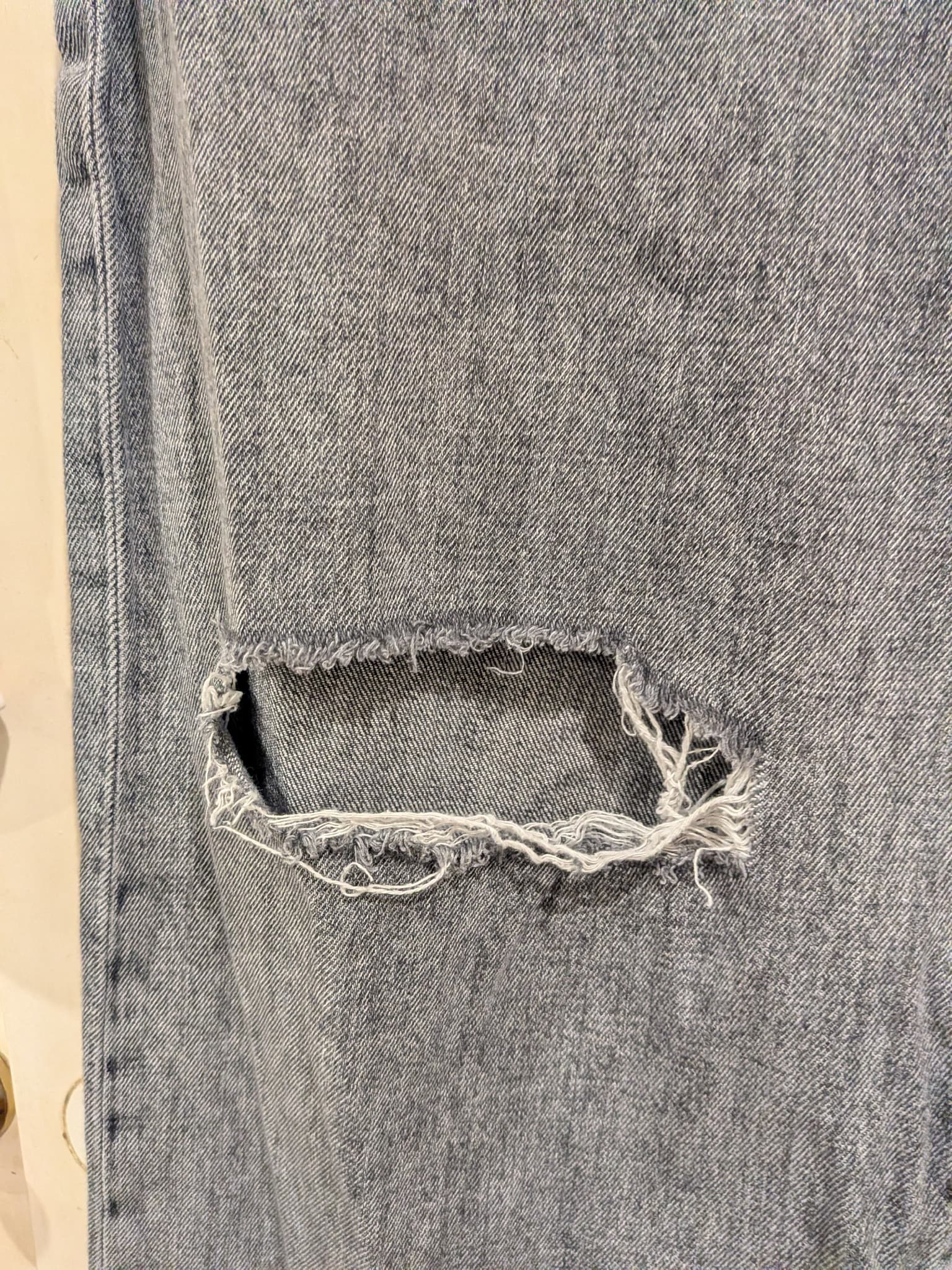 Sportsgirl Womens Wide Leg Jeans Size 16 Grey Acid Wash Distressed Denim — photo 5 of 12