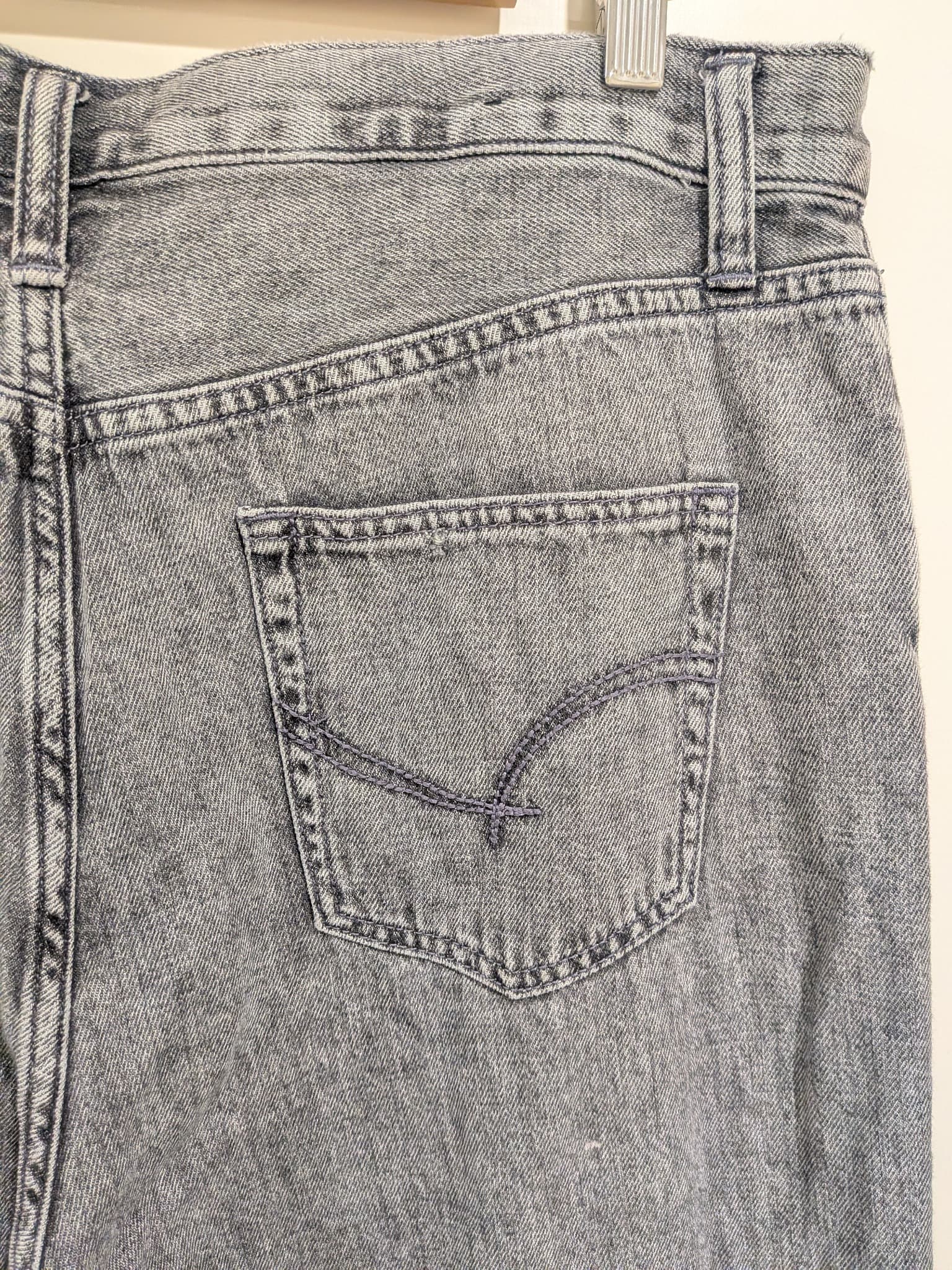 Sportsgirl Womens Wide Leg Jeans Size 16 Grey Acid Wash Distressed Denim — photo 11 of 12
