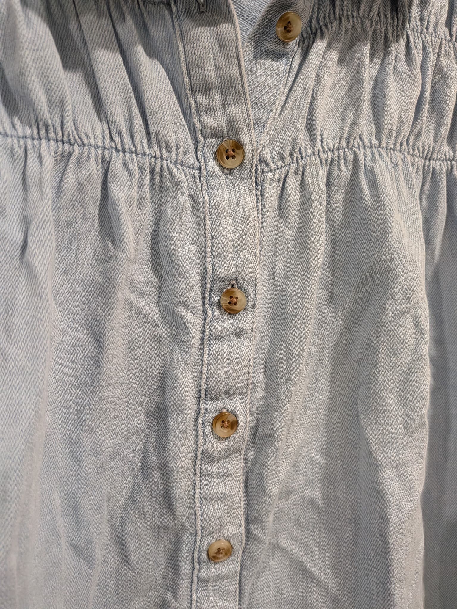 Target Denim Blouse 14 Light Blue Cotton Button Down Ruffled Sleeves — photo 4 of 9