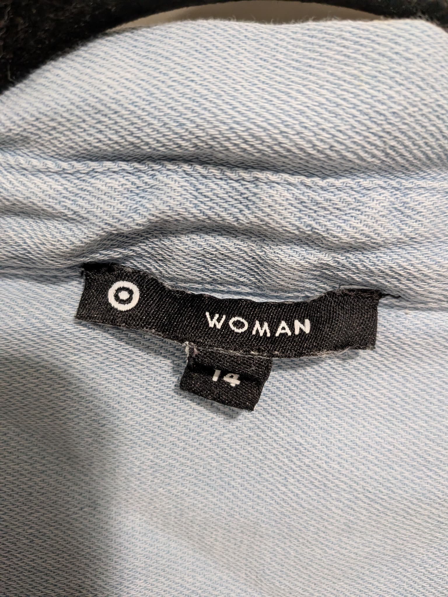 Target Denim Blouse 14 Light Blue Cotton Button Down Ruffled Sleeves — photo 5 of 9