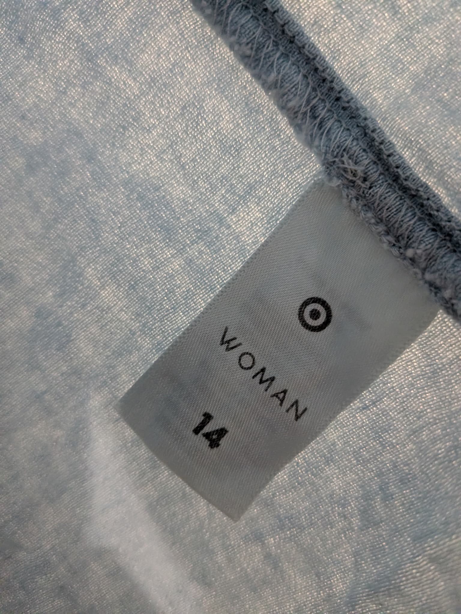 Target Denim Blouse 14 Light Blue Cotton Button Down Ruffled Sleeves — photo 6 of 9