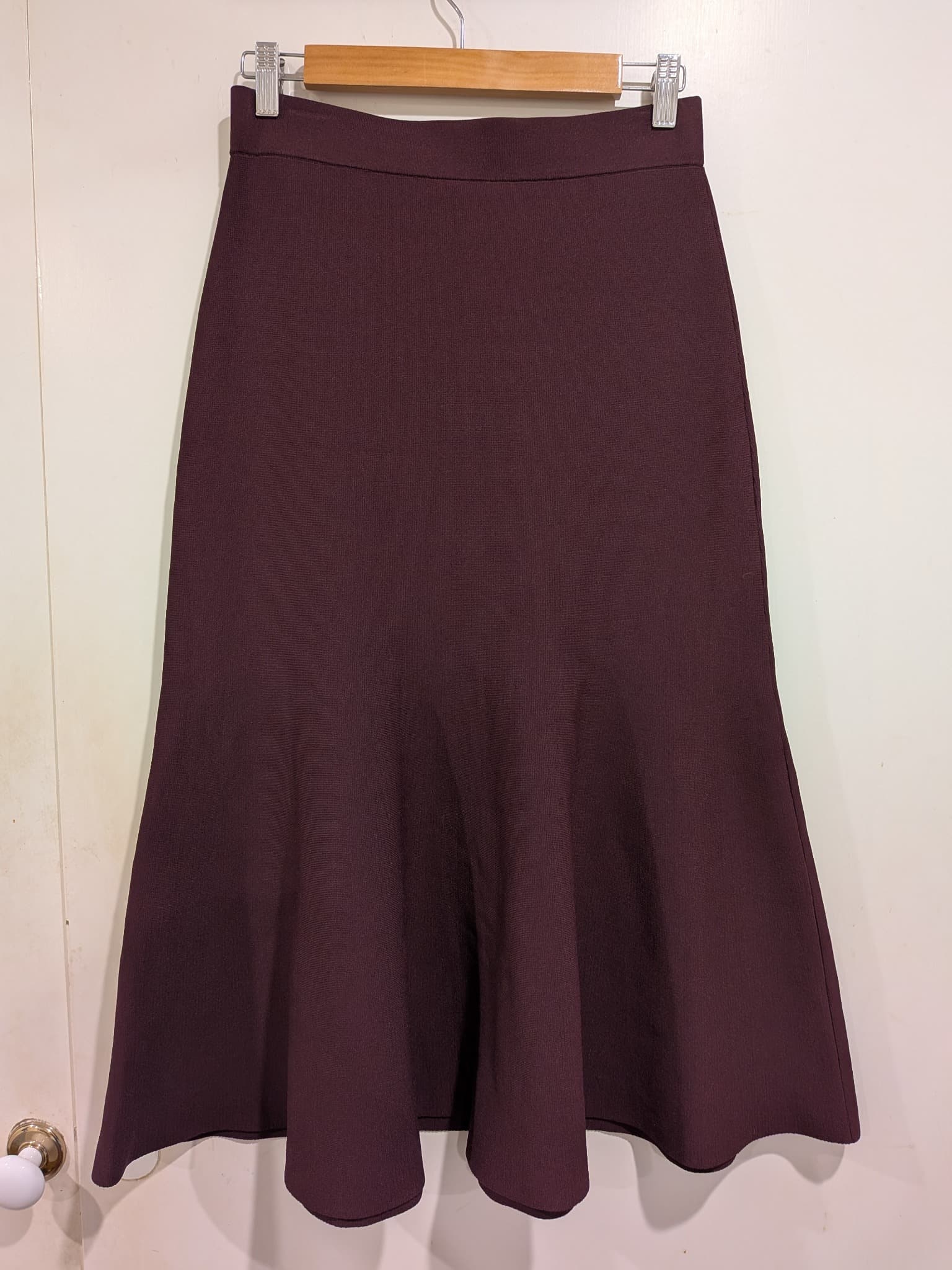 Veronika Maine Knit Flared Midi Skirt Burgundy Size S — photo 2 of 10