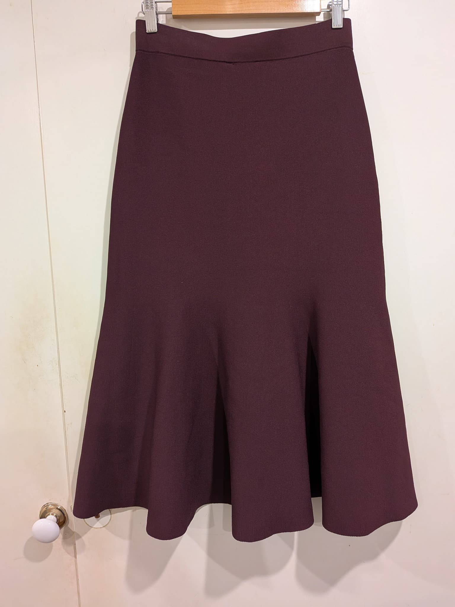 Veronika Maine Knit Flared Midi Skirt Burgundy Size S — photo 7 of 10