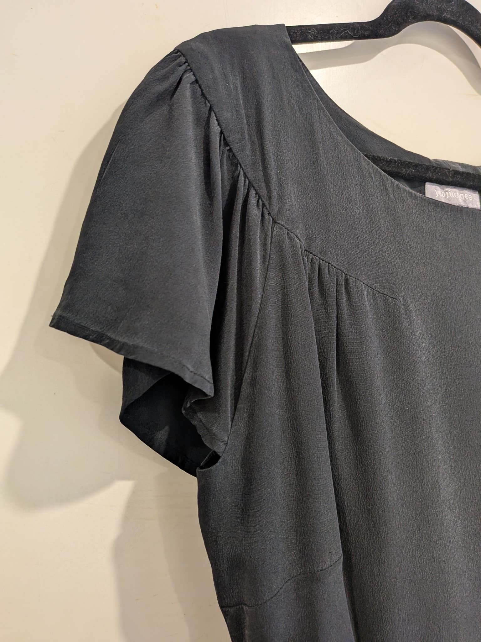 Yeojin Bae Womens Black Silk Flutter Sleeve Dress Size 12 — photo 5 of 12