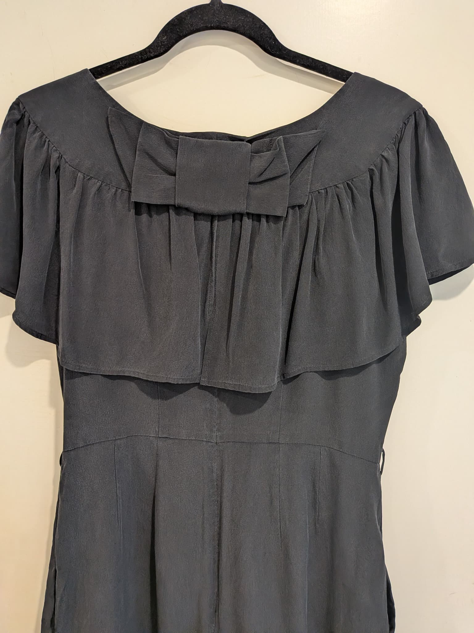 Yeojin Bae Womens Black Silk Flutter Sleeve Dress Size 12 — photo 11 of 12